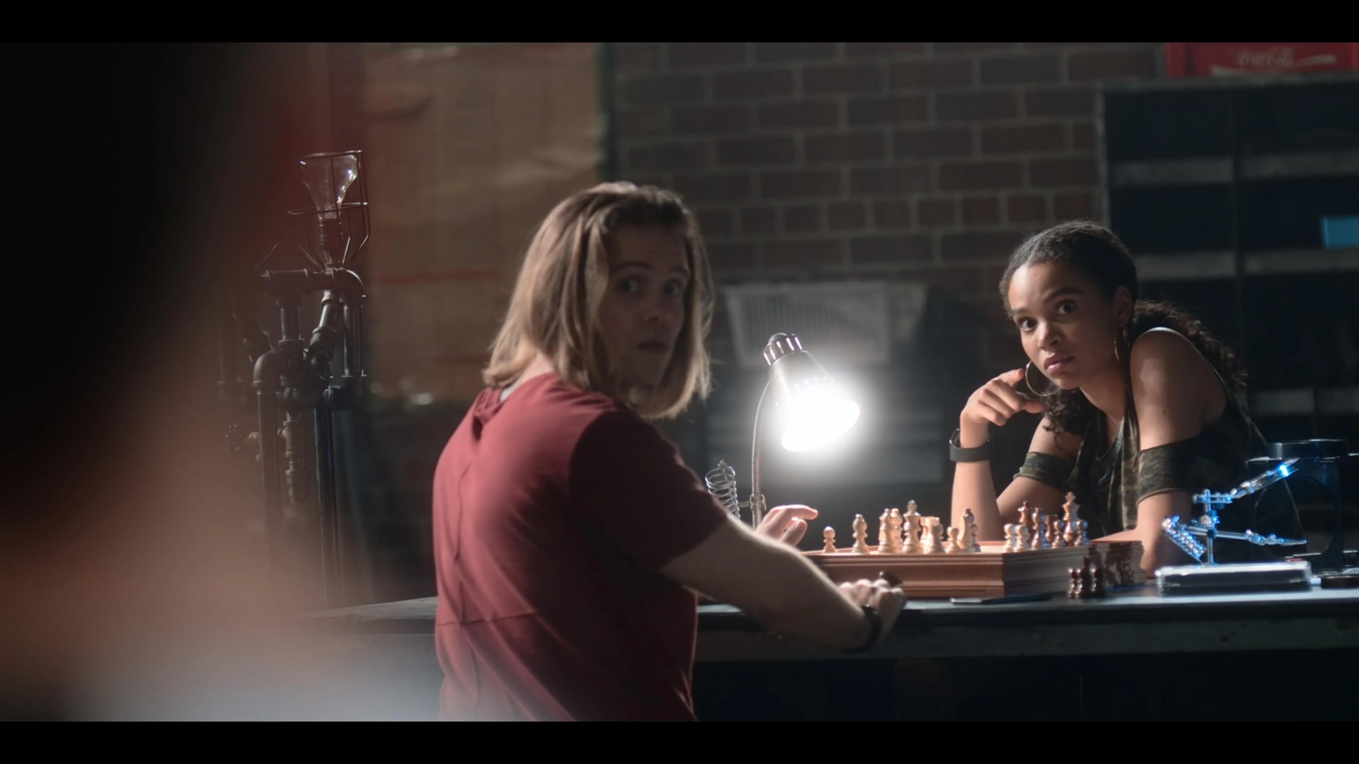 Reilly Dolman and Nesta Cooper in Travelers (2016)