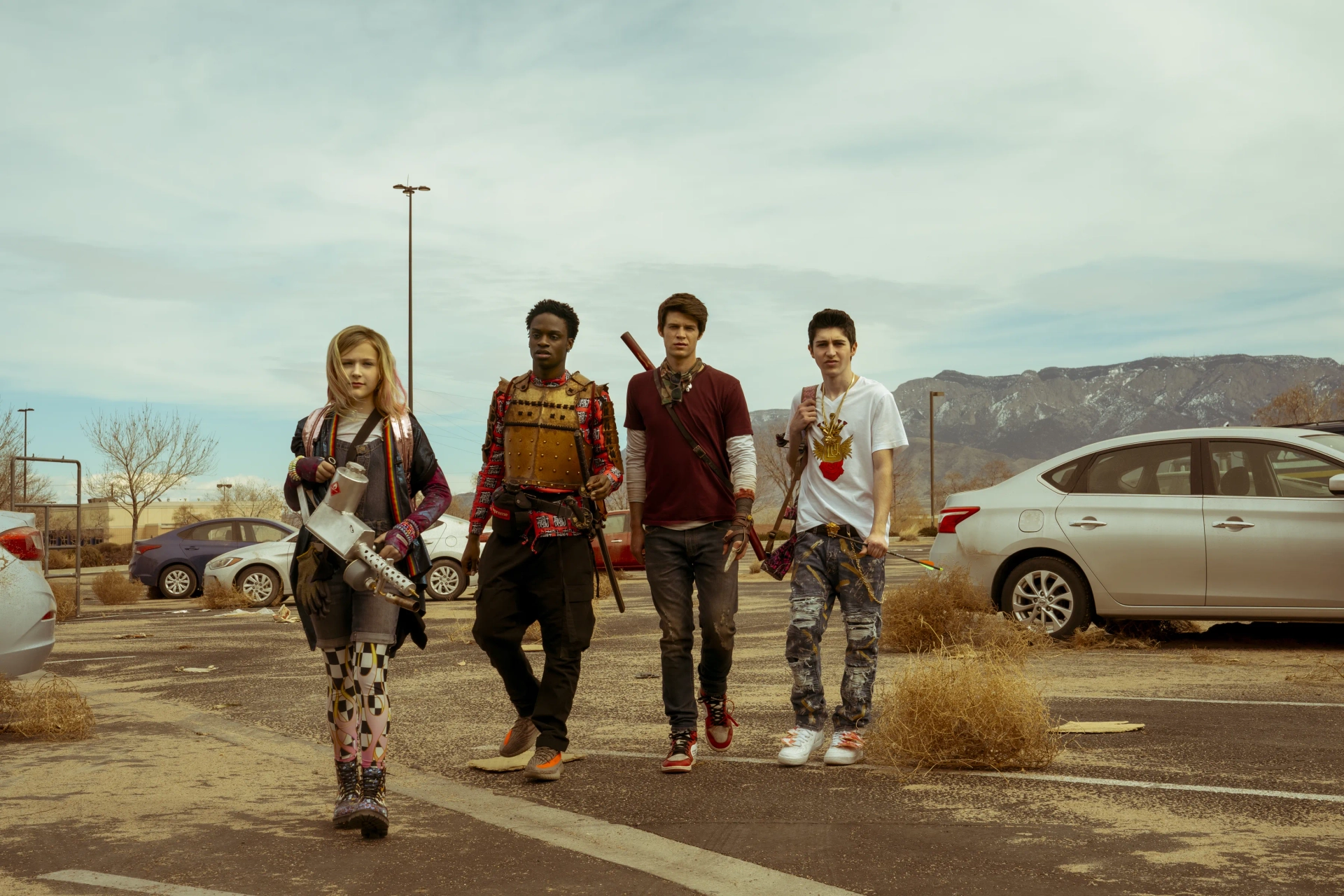 Colin Ford, Greg Kasyan, Austin Crute, and Alyvia Alyn Lind in Daybreak (2019)