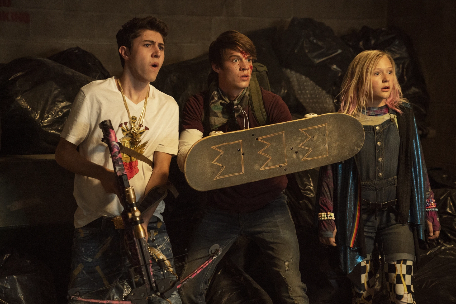 Colin Ford, Greg Kasyan, and Alyvia Alyn Lind in Daybreak (2019)