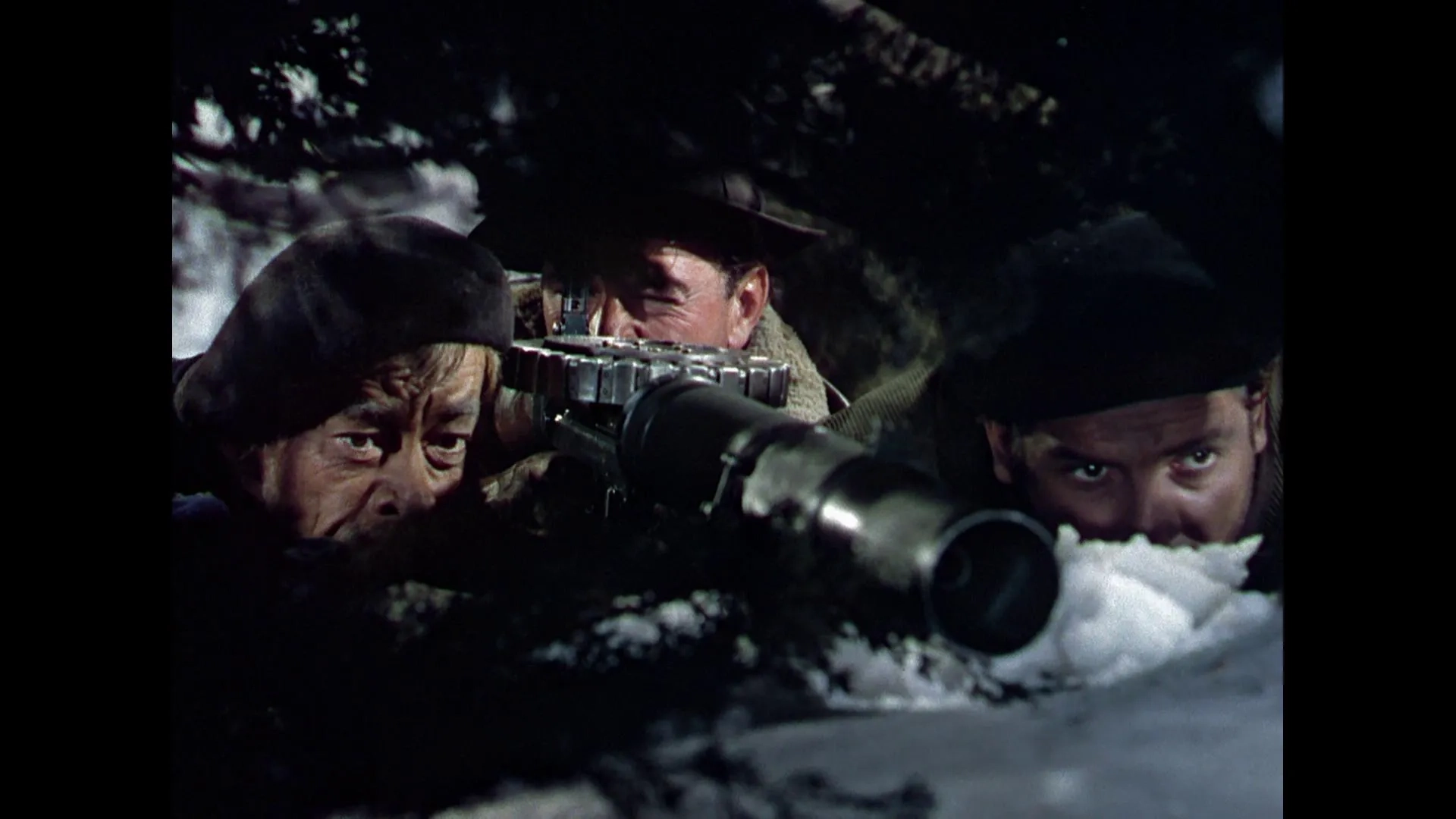 Gary Cooper, Arturo de Córdova, and Vladimir Sokoloff in For Whom the Bell Tolls (1943)