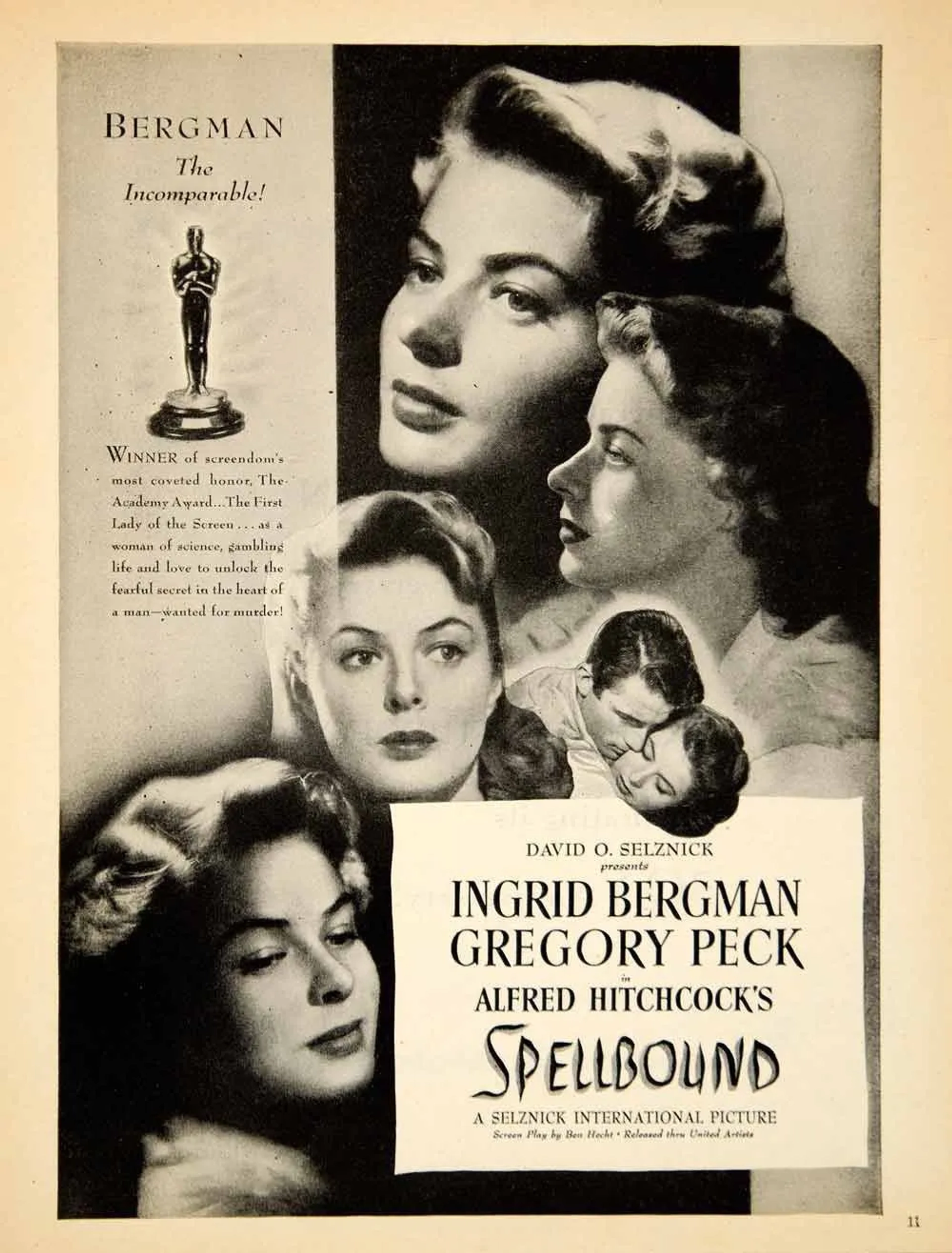 Ingrid Bergman and Gregory Peck in Spellbound (1945)