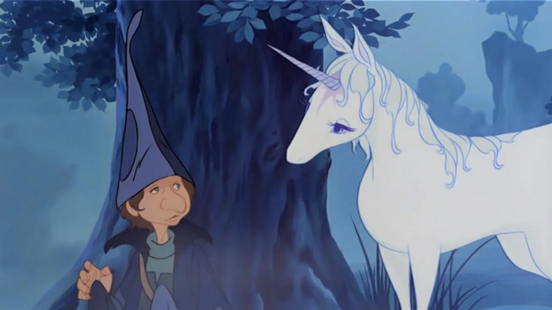 Alan Arkin and Mia Farrow in The Last Unicorn (1982)