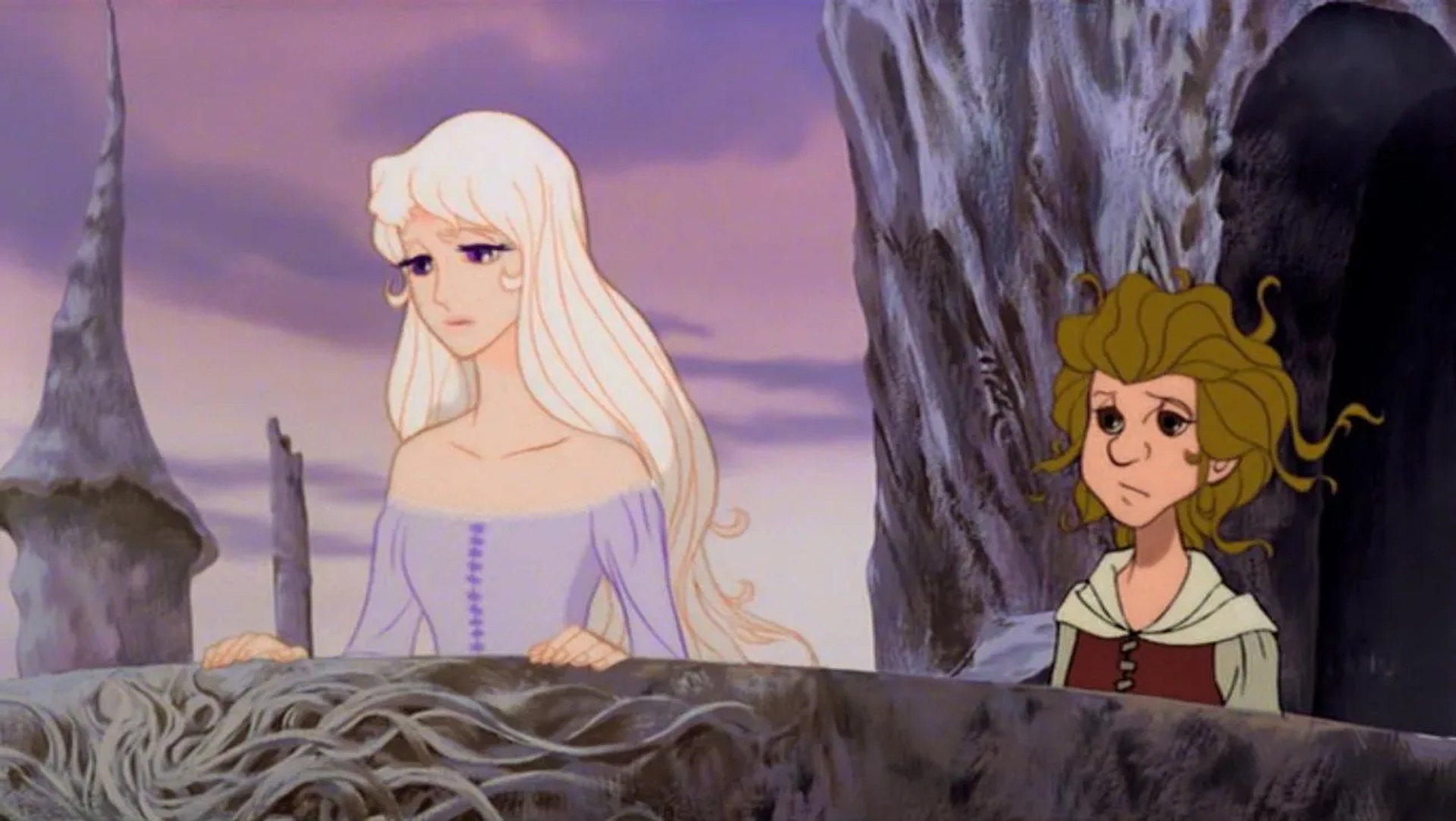 Mia Farrow and Tammy Grimes in The Last Unicorn (1982)