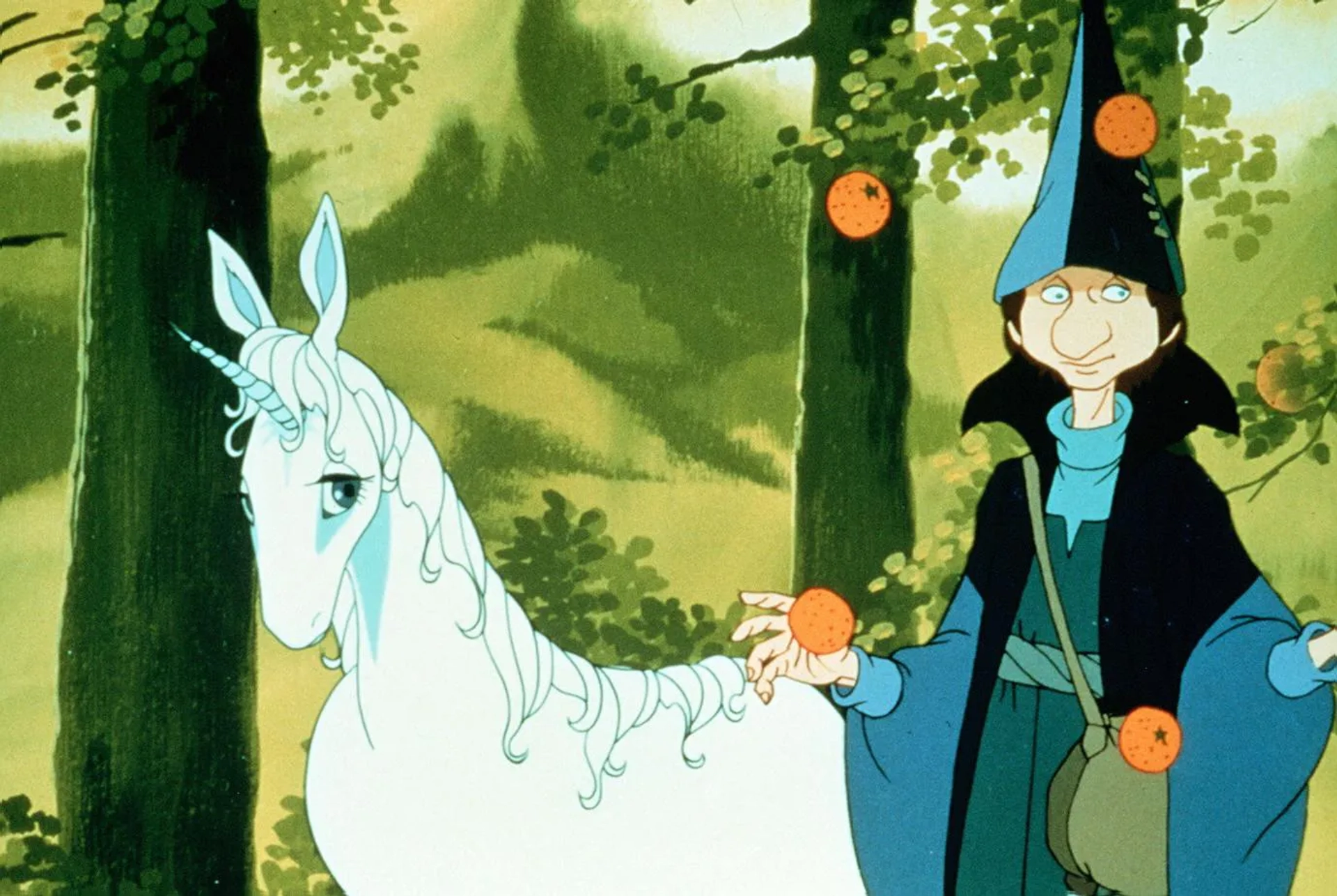Alan Arkin and Mia Farrow in The Last Unicorn (1982)