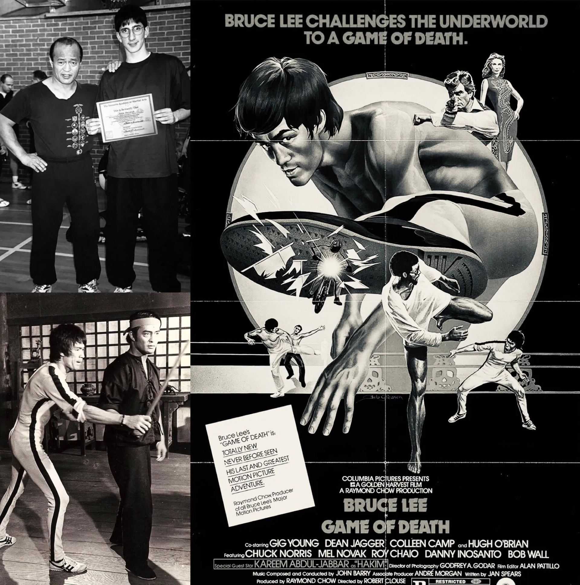 Bruce Lee, Dan Inosanto, and Ara Paiaya in Game of Death (1978)
