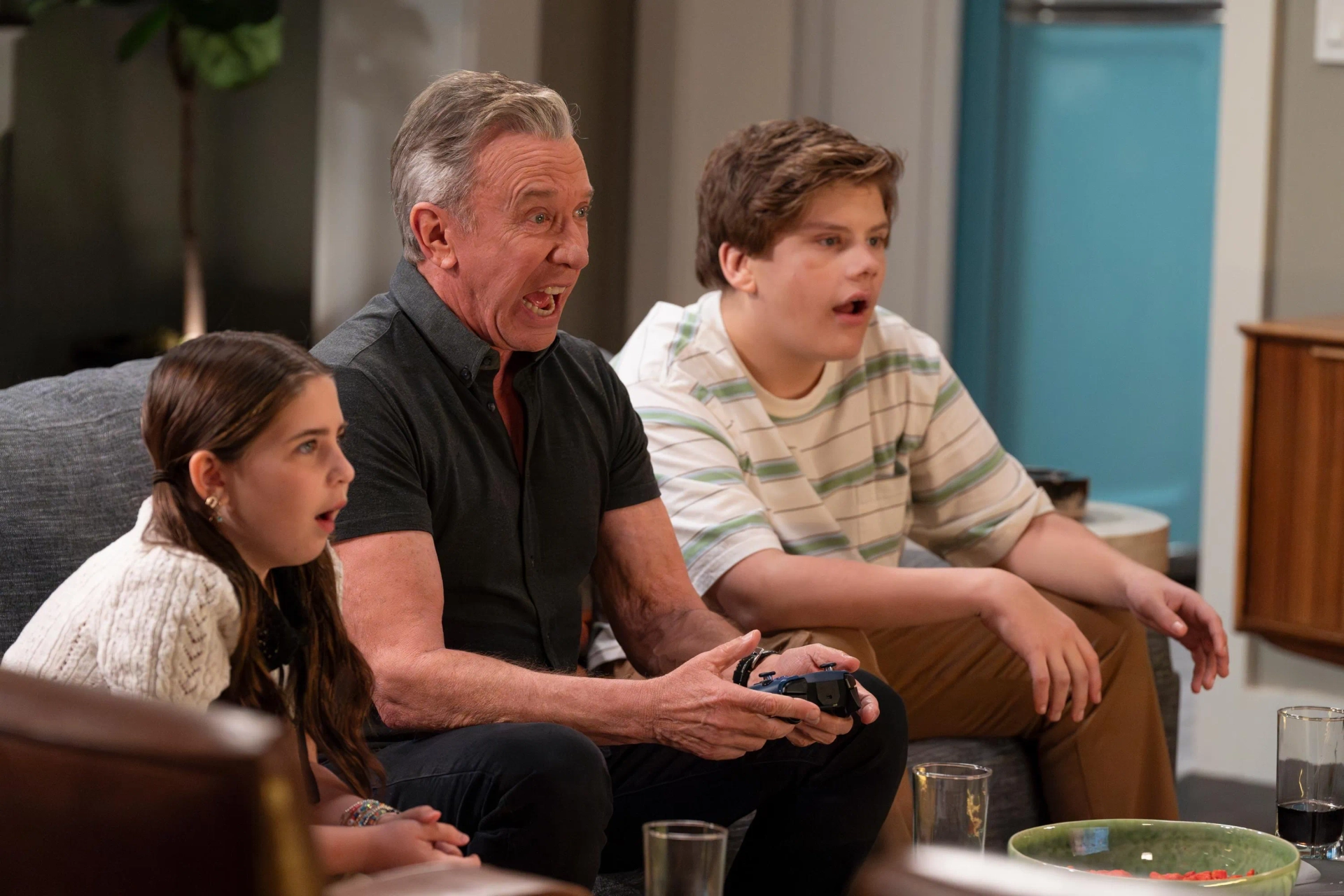 Tim Allen, Barrett Margolis, and Maxwell Simkins in Shifting Gears (2025)