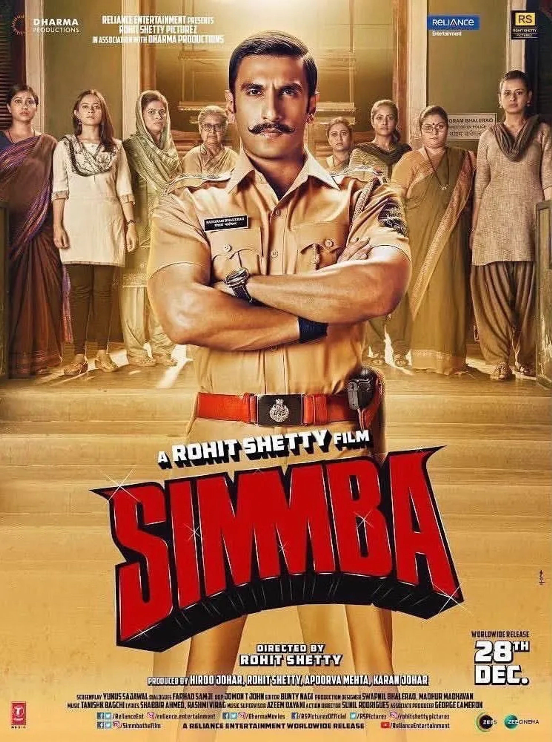 Ajay Devgn, Suresh Oberoi, Sonu Sood, Siddharth Jadhav, Ranveer Singh, Amrit Pal Singh, Naushaad Abbas, Sara Ali Khan, and Abdul Quadir Amin in Simmba (2018)
