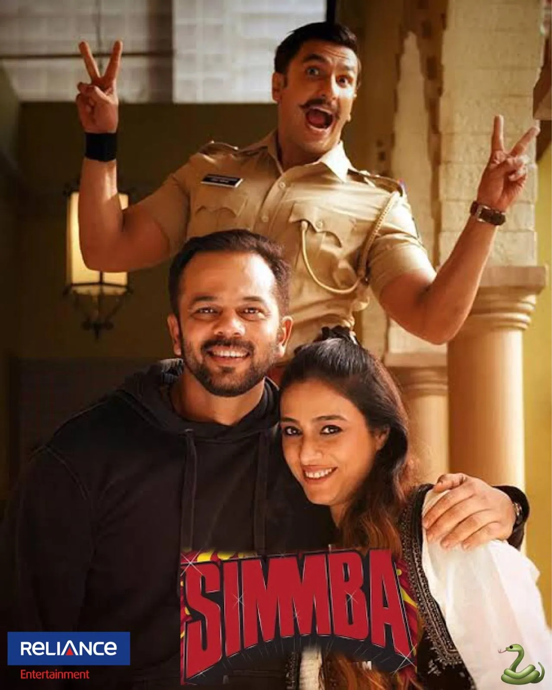 Rohit Shetty, Ranveer Singh, and Sara Ali Khan in Simmba (2018)