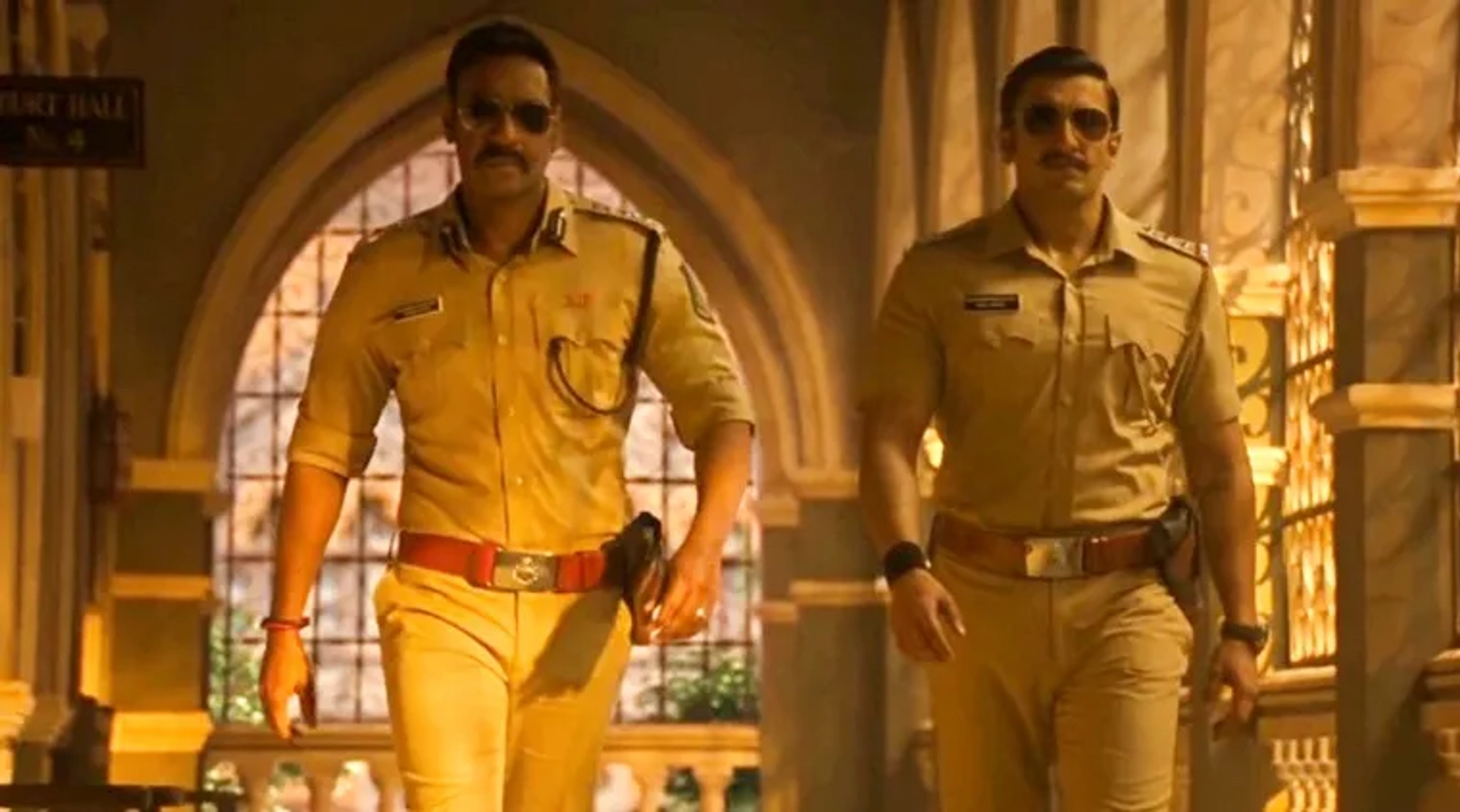 Ajay Devgn and Ranveer Singh in Simmba (2018)