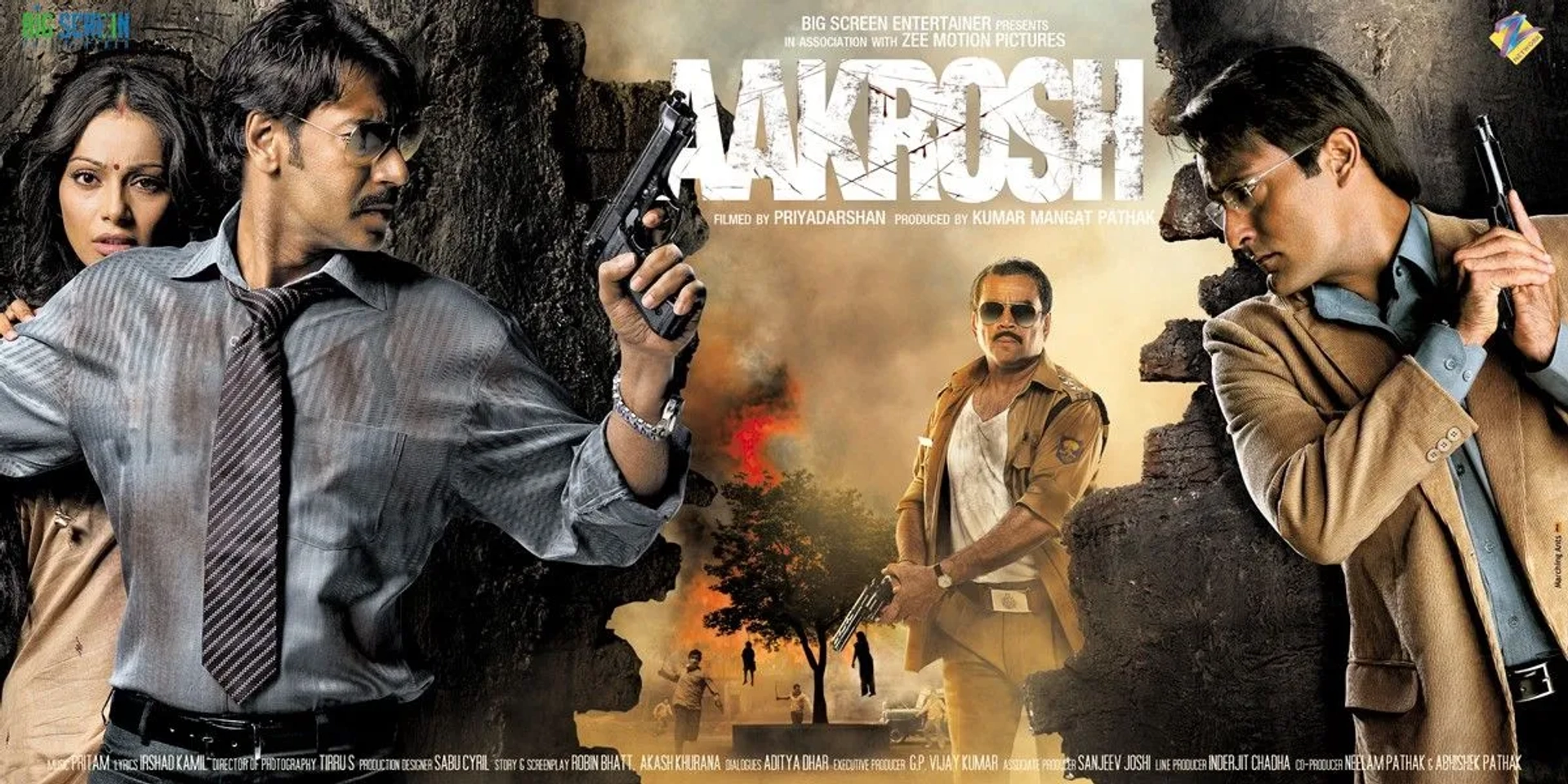 Bipasha Basu, Ajay Devgn, Akshaye Khanna, and Paresh Rawal in Aakrosh (2010)