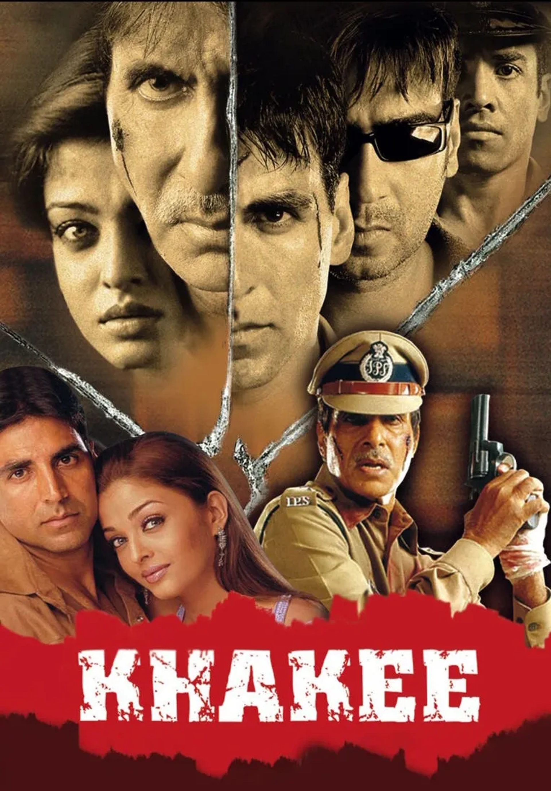Amitabh Bachchan, Ajay Devgn, Akshay Kumar, Aishwarya Rai Bachchan, and Tusshar Kapoor in Khakee (2004)