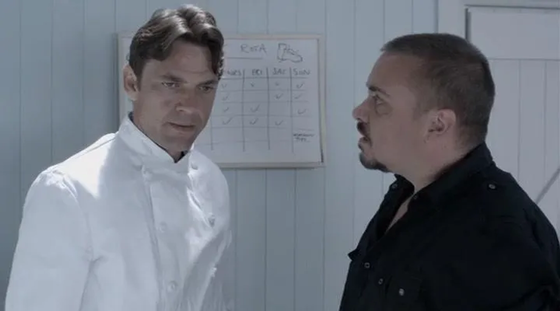 Lee Boardman and Dougray Scott in Love's Kitchen (2011)