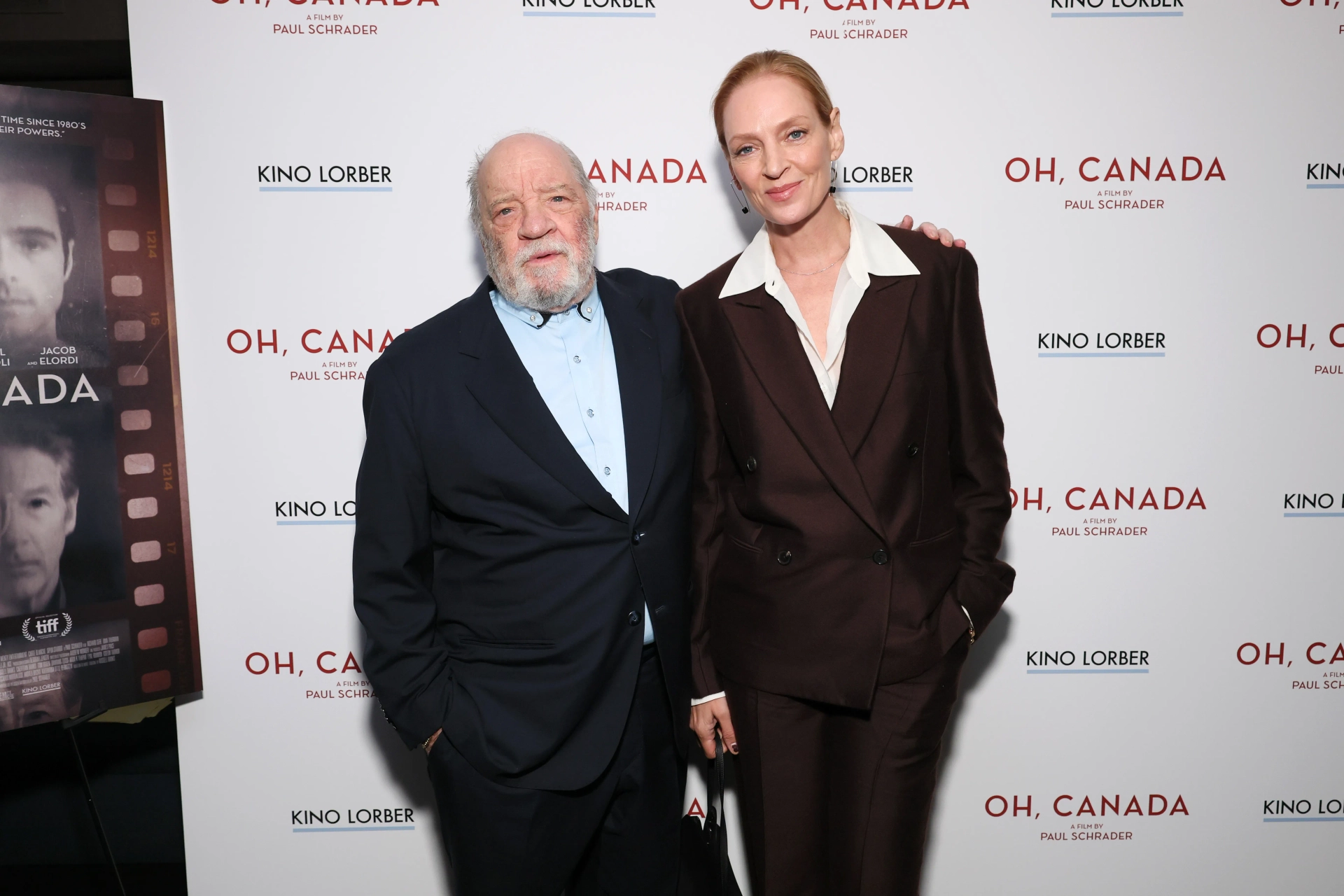 Uma Thurman and Paul Schrader at an event for Oh, Canada (2024)