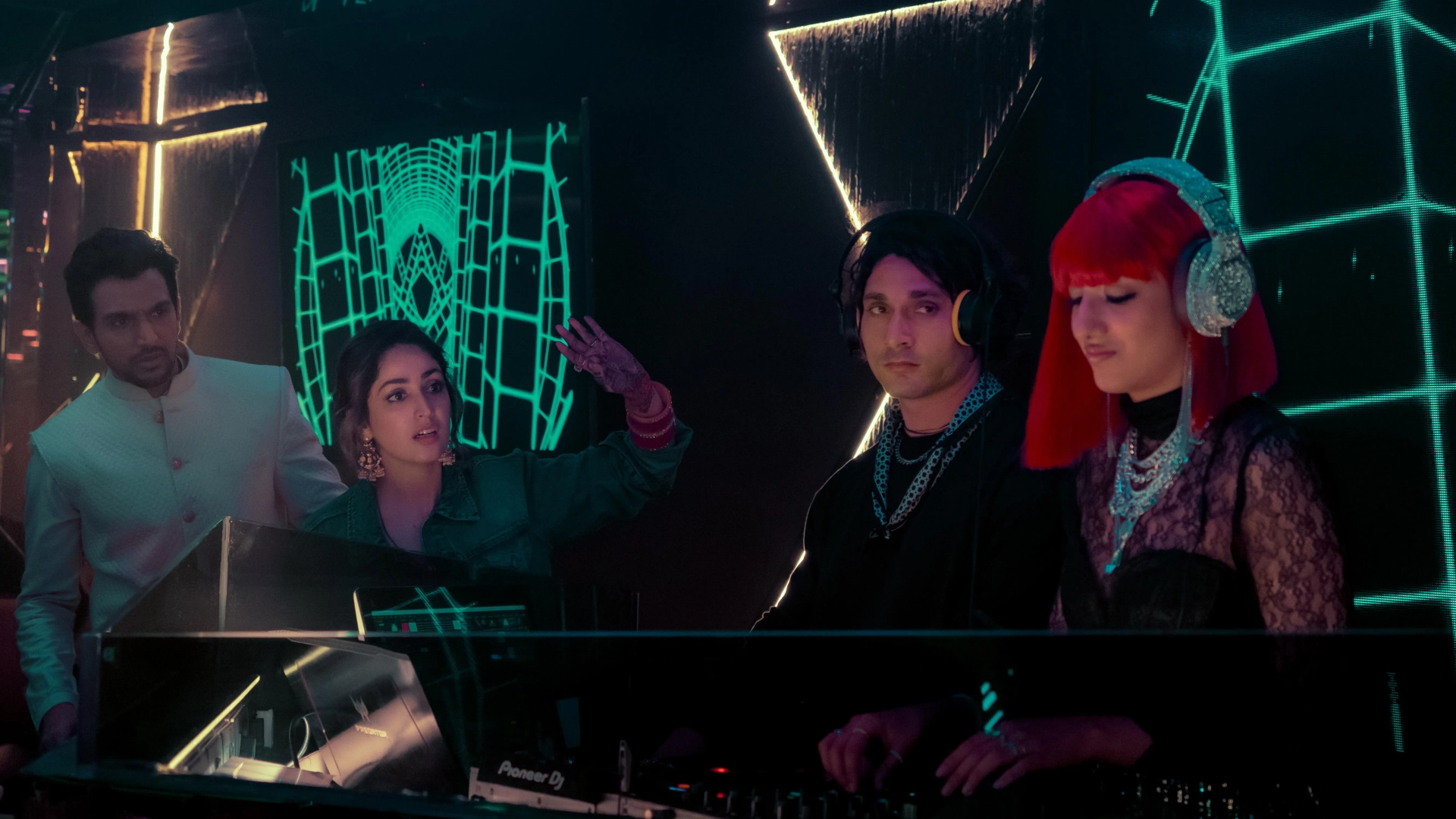 Pratik Gandhi, Yami Gautam, and Garima Yajnik in Dhoom Dhaam (2025)