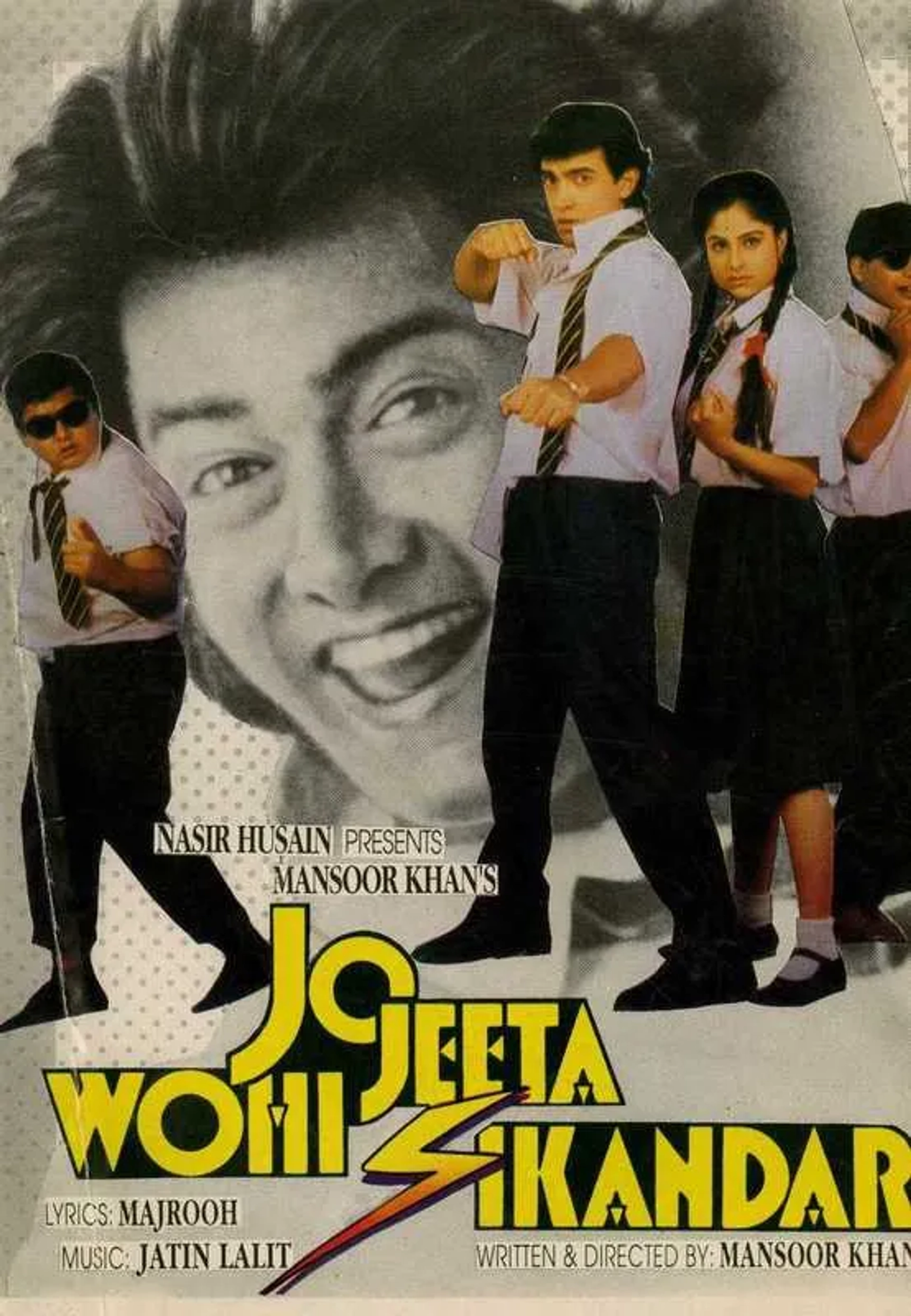 Deven Bhojani, Ayesha Jhulka, Aamir Khan, and Aditya Lakhia in Jo Jeeta Wohi Sikandar (1992)