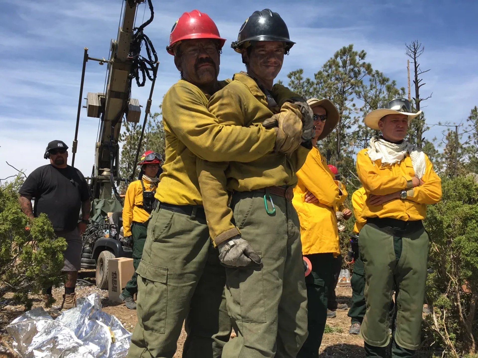 Still of Michael L. McNulty and Josh Brolin on the set of Only the Brave