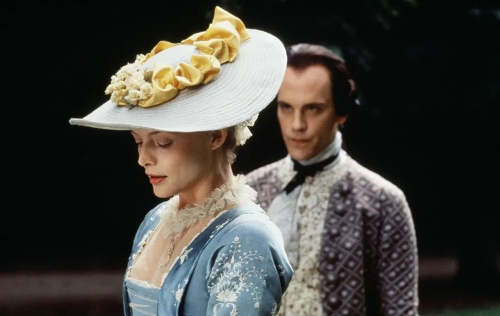 Michelle Pfeiffer and John Malkovich in Dangerous Liaisons (1988)