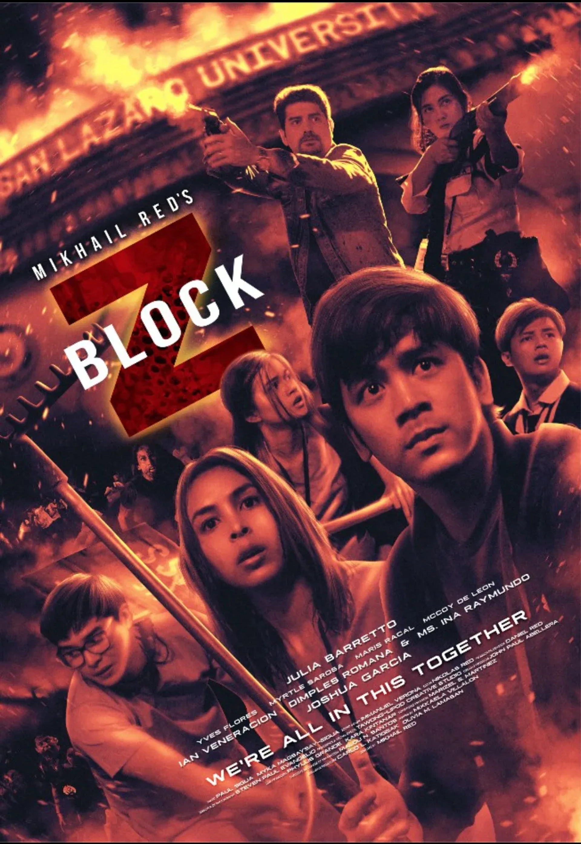 Ina Raymundo, Ian Veneracion, Dimples Romana, Julia Barretto, Yves Flores, McCoy De Leon, Maris Racal, and Joshua Garcia in Block Z (2020)