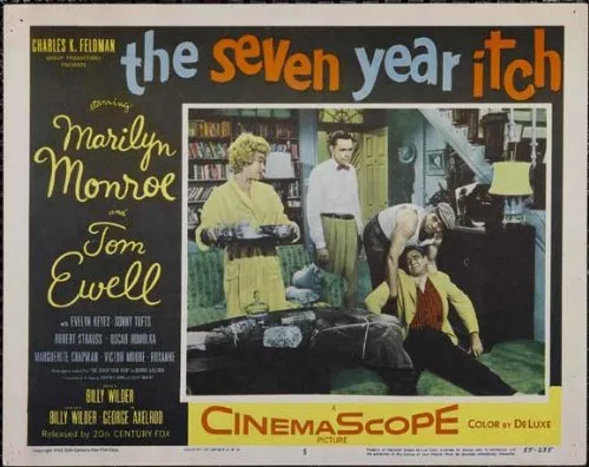 Marilyn Monroe, Tom Ewell, and Robert Strauss in The Seven Year Itch (1955)