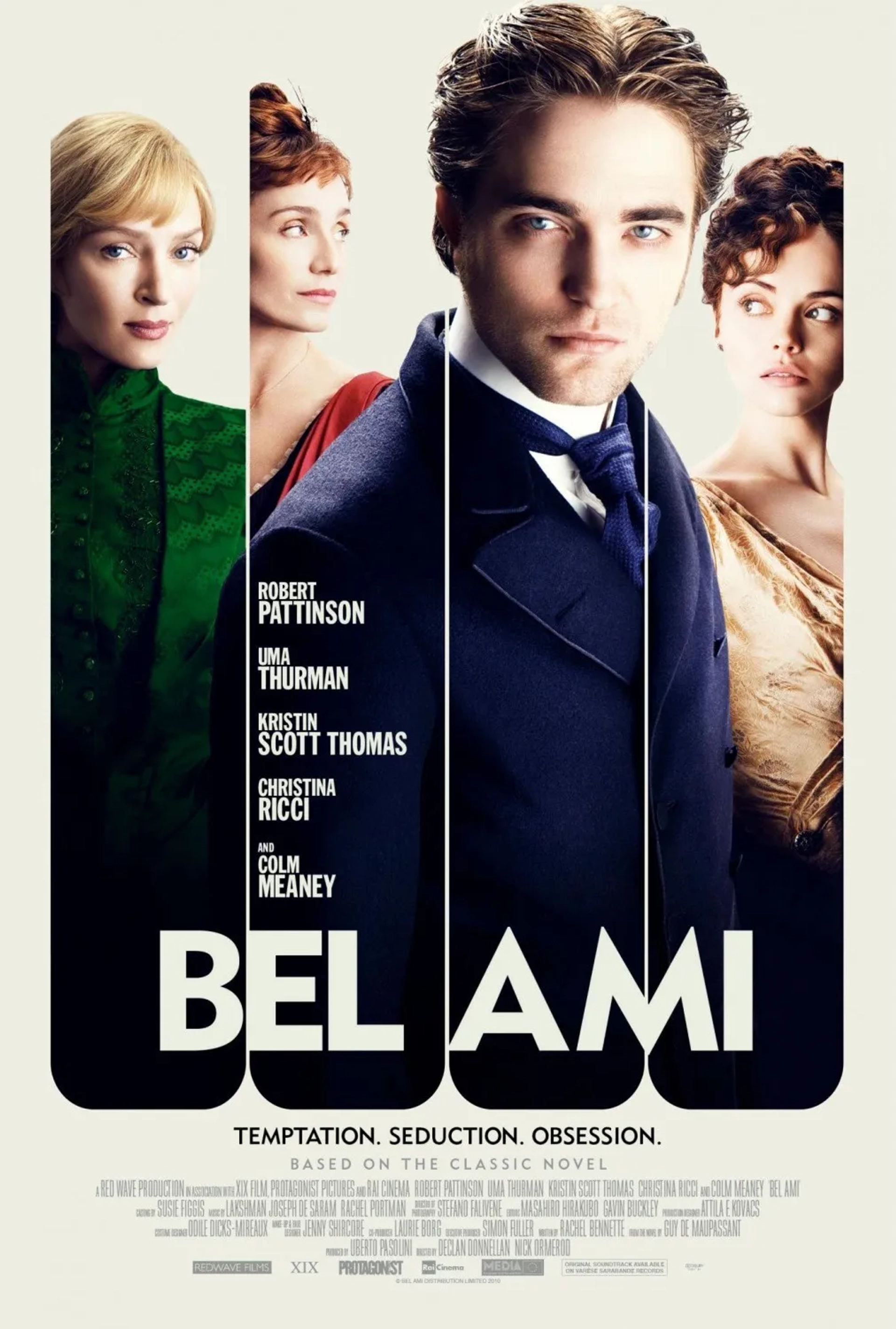 Christina Ricci, Kristin Scott Thomas, Uma Thurman, and Robert Pattinson in Bel Ami (2012)