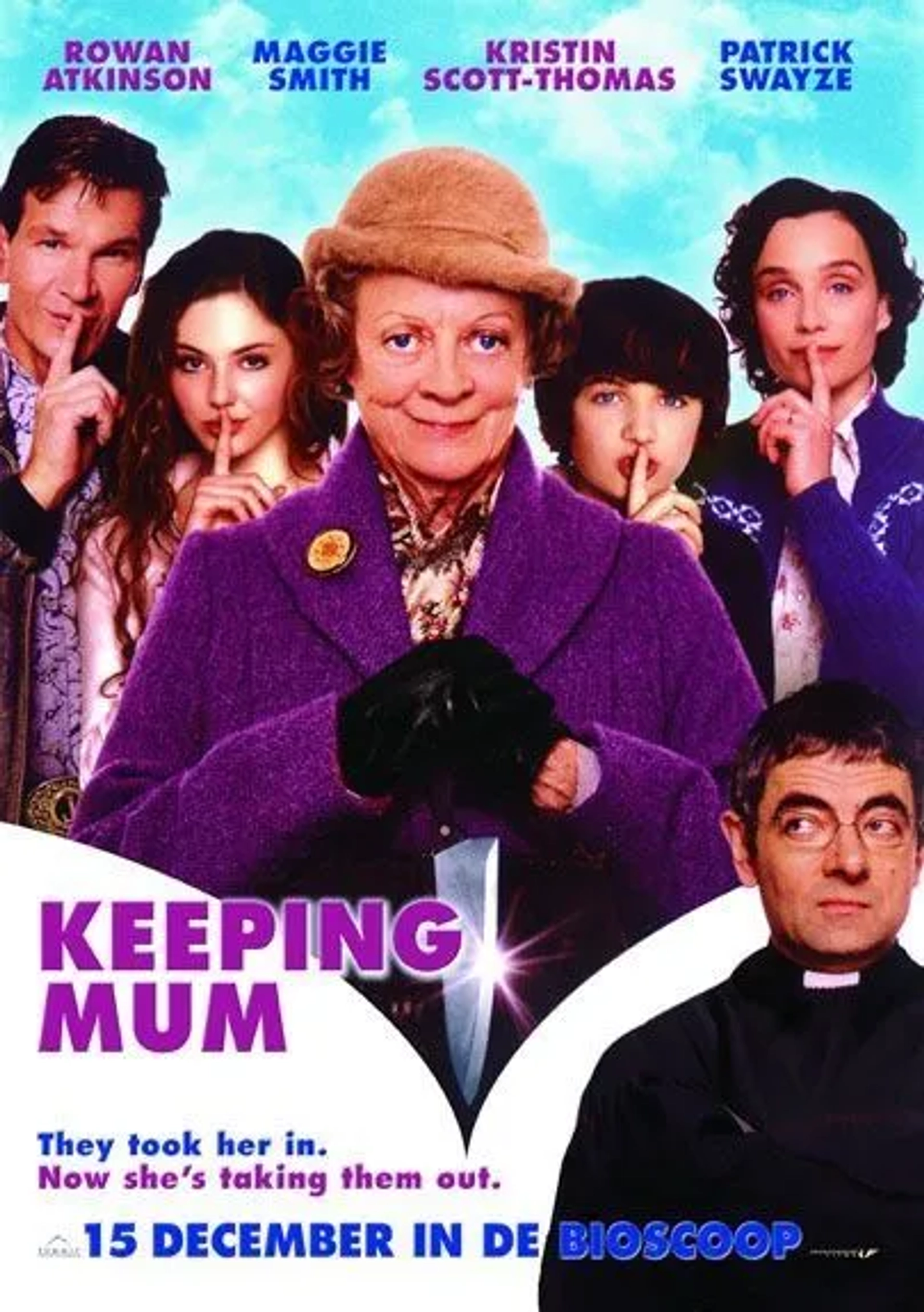 Rowan Atkinson, Kristin Scott Thomas, Patrick Swayze, Maggie Smith, Tamsin Egerton, and Toby Parkes in Keeping Mum (2005)
