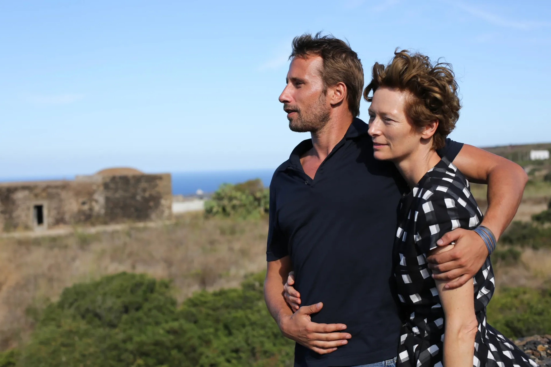 Matthias Schoenaerts and Tilda Swinton in A Bigger Splash (2015)