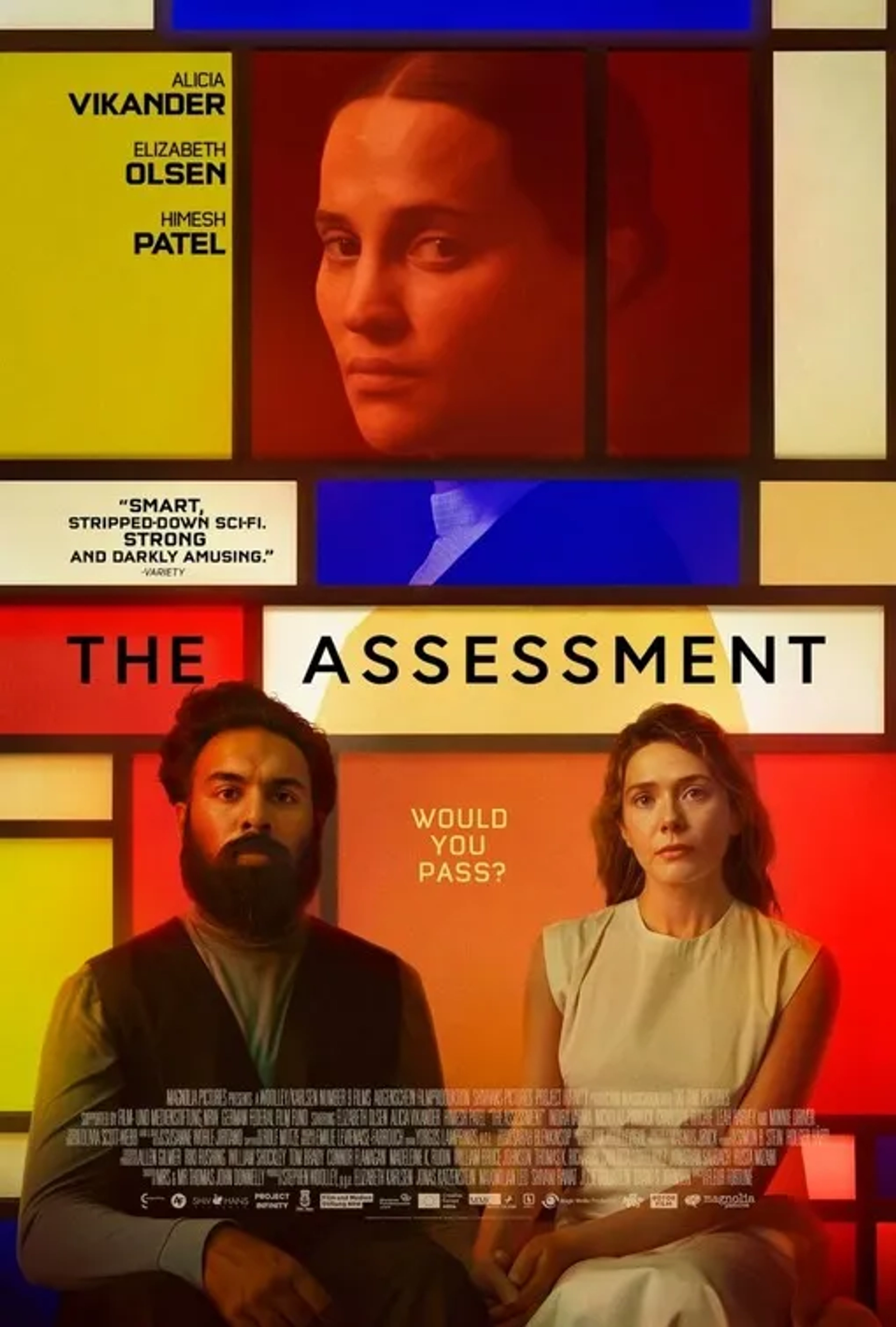 Elizabeth Olsen, Alicia Vikander, and Himesh Patel in The Assessment (2024)