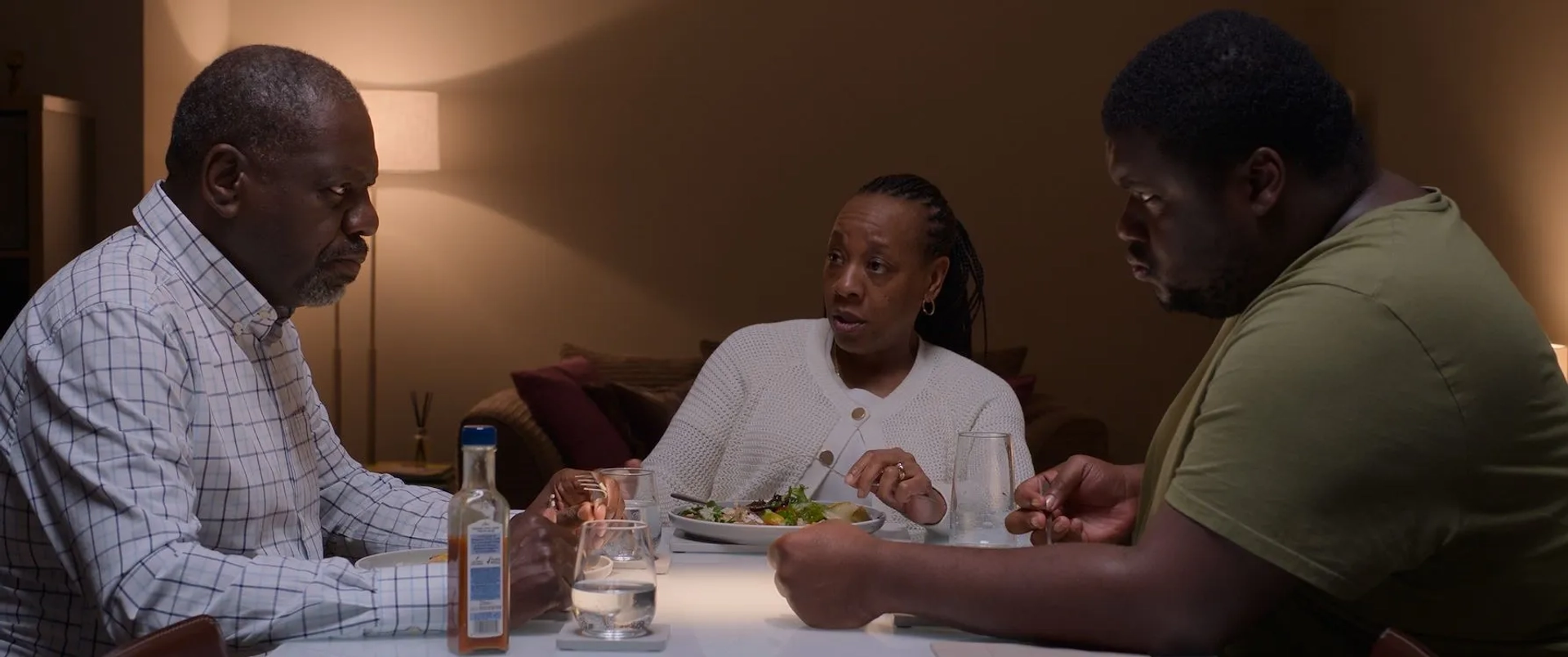Marianne Jean-Baptiste, David Webber, and Tuwaine Barrett in Hard Truths (2024)