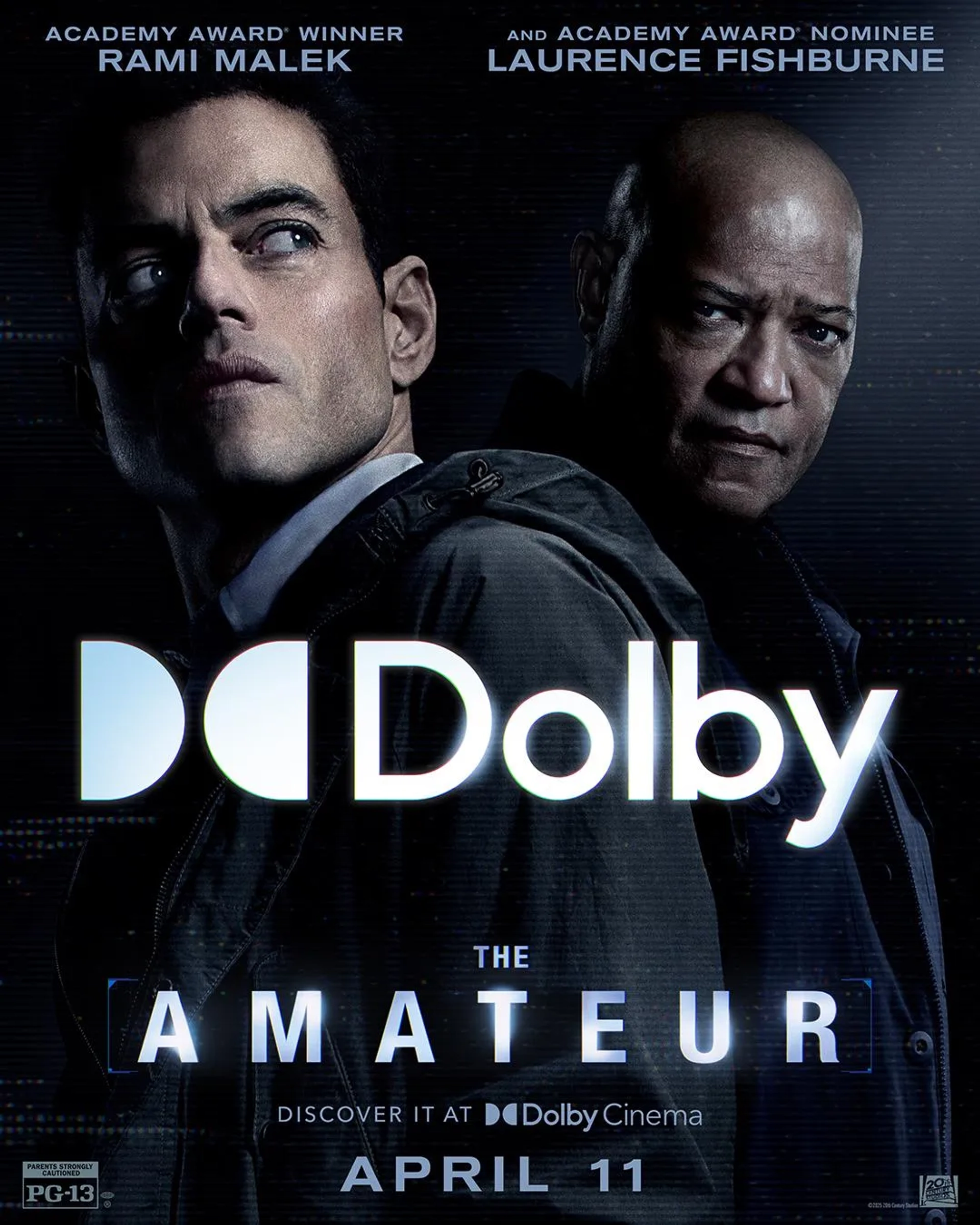 Laurence Fishburne and Rami Malek in The Amateur (2025)