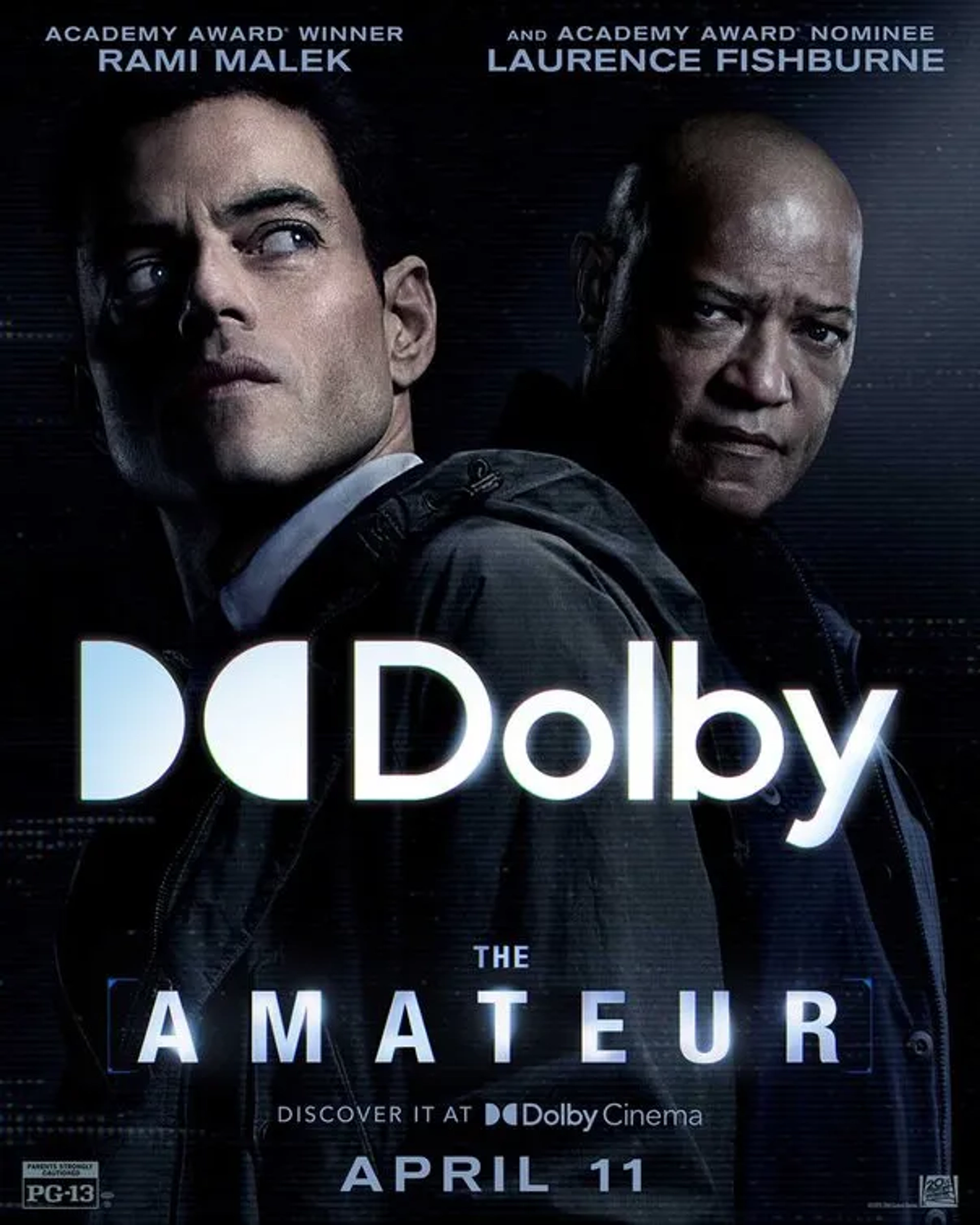 Laurence Fishburne and Rami Malek in The Amateur (2025)