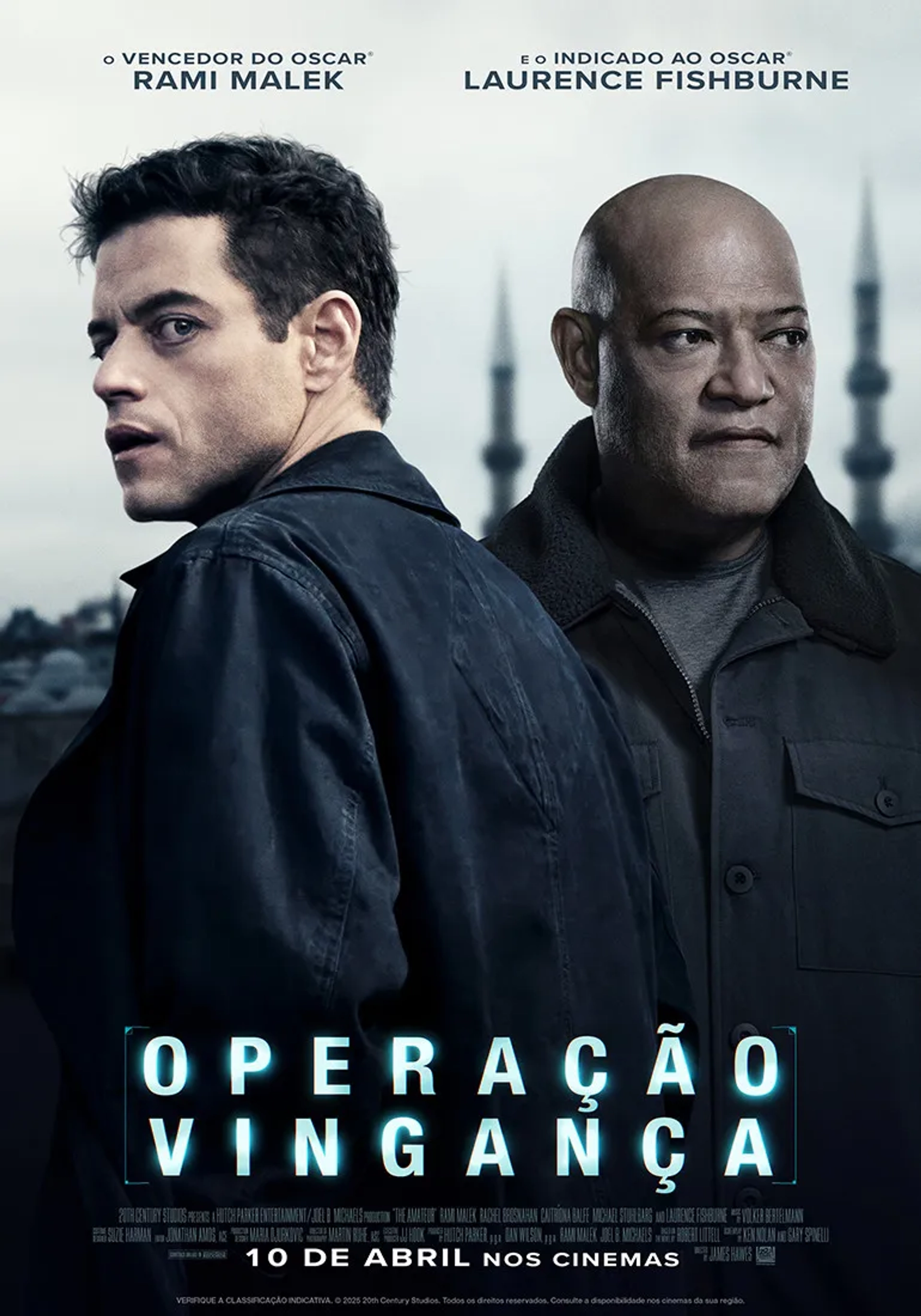 Laurence Fishburne and Rami Malek in The Amateur (2025)