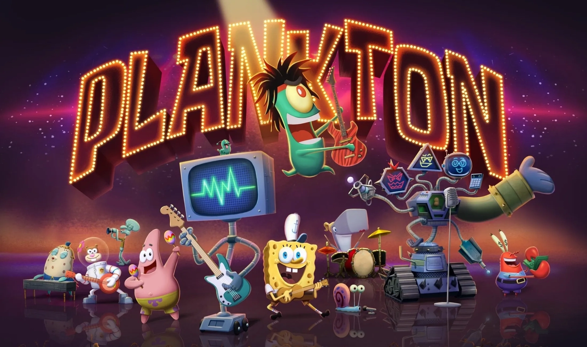 Clancy Brown, Lori Alan, Rodger Bumpass, Mary Jo Catlett, Bill Fagerbakke, Tom Kenny, Carolyn Lawrence, Mr. Lawrence, and Jill Talley in Plankton: The Movie (2025)