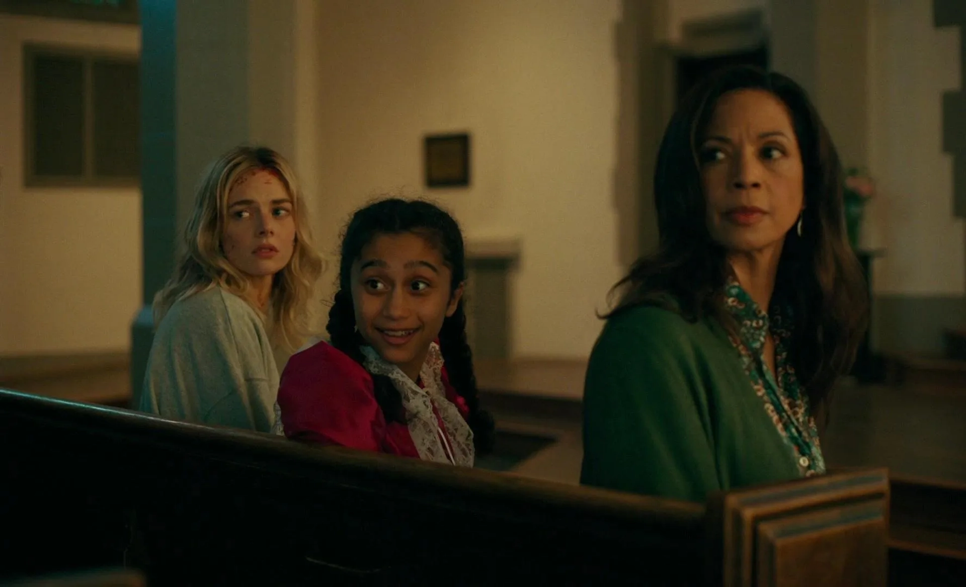 Catherine Lough Haggquist, Yasmeen Kelders, and Samara Weaving in Borderline (2025)