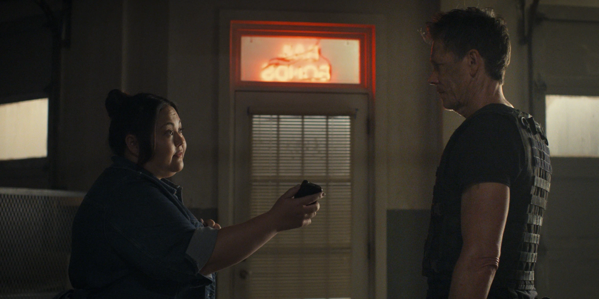 Kevin Bacon and Jolene Purdy in The Bondsman (2025)