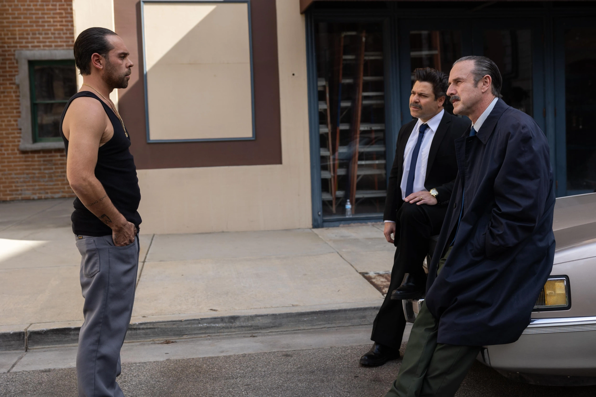 David Arquette and Jeremy Luke in Mob Cops (2025)