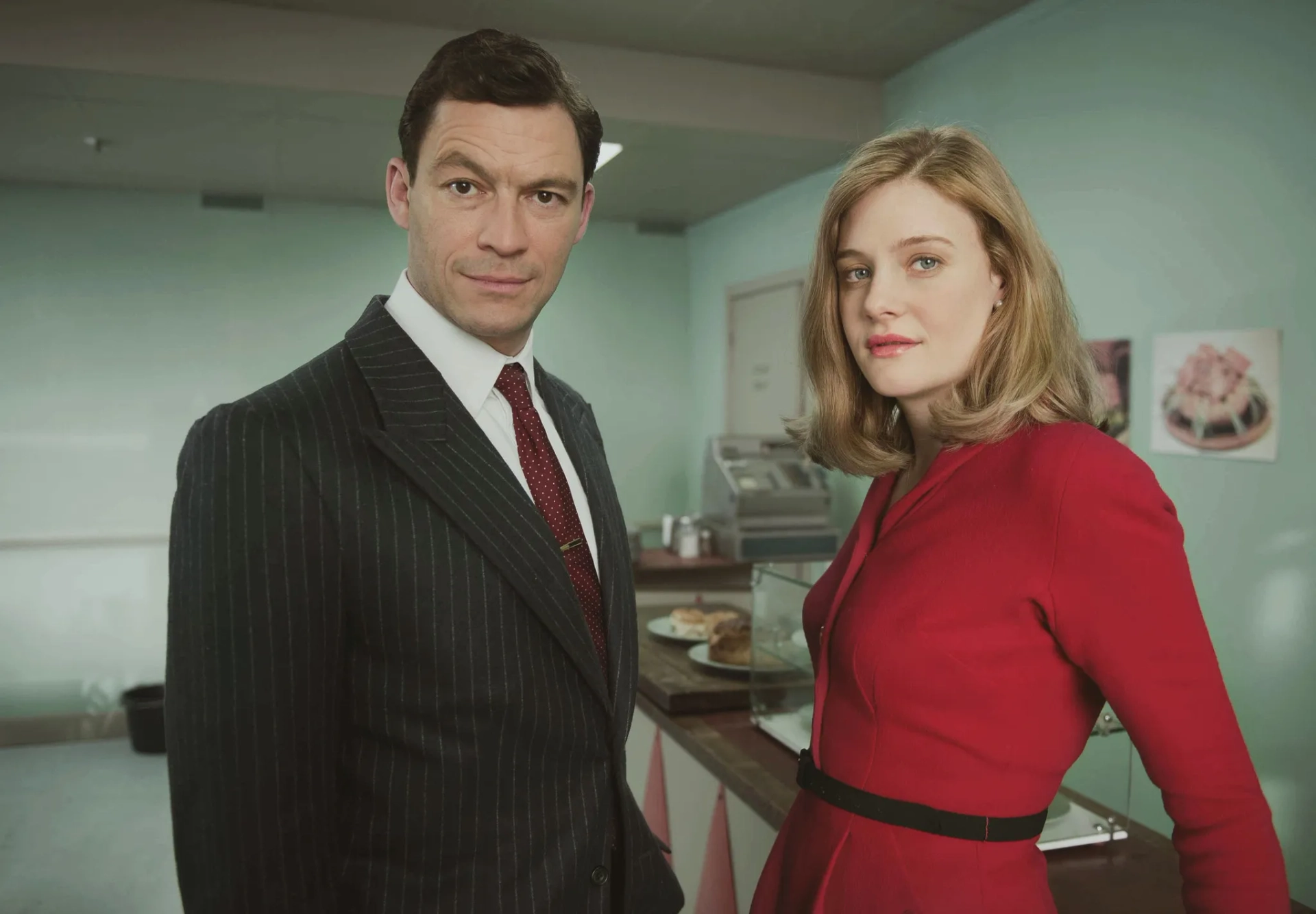 Romola Garai and Dominic West in The Hour (2011)