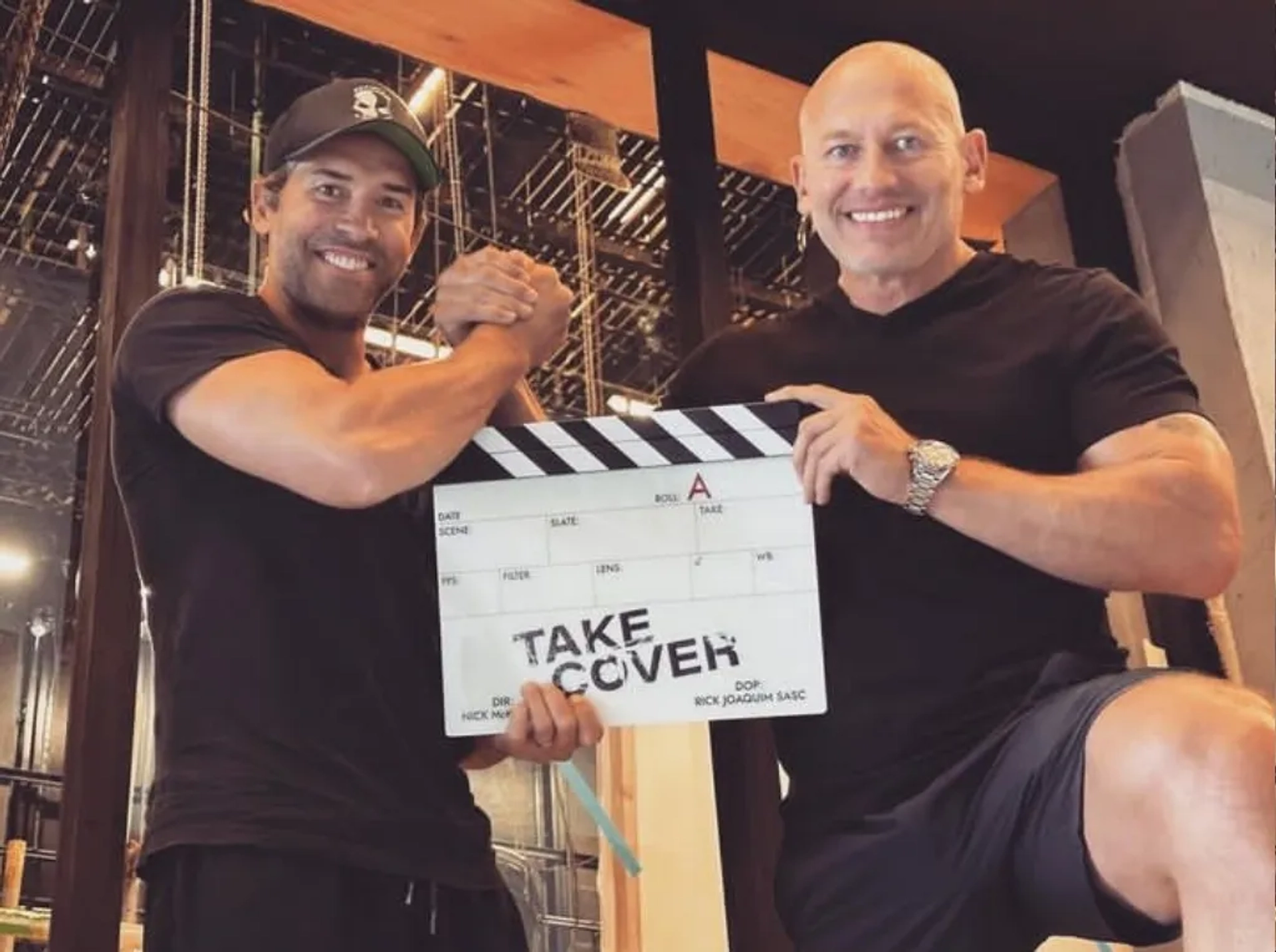 Scott Adkins and Nick McKinless in Take Cover (2024)