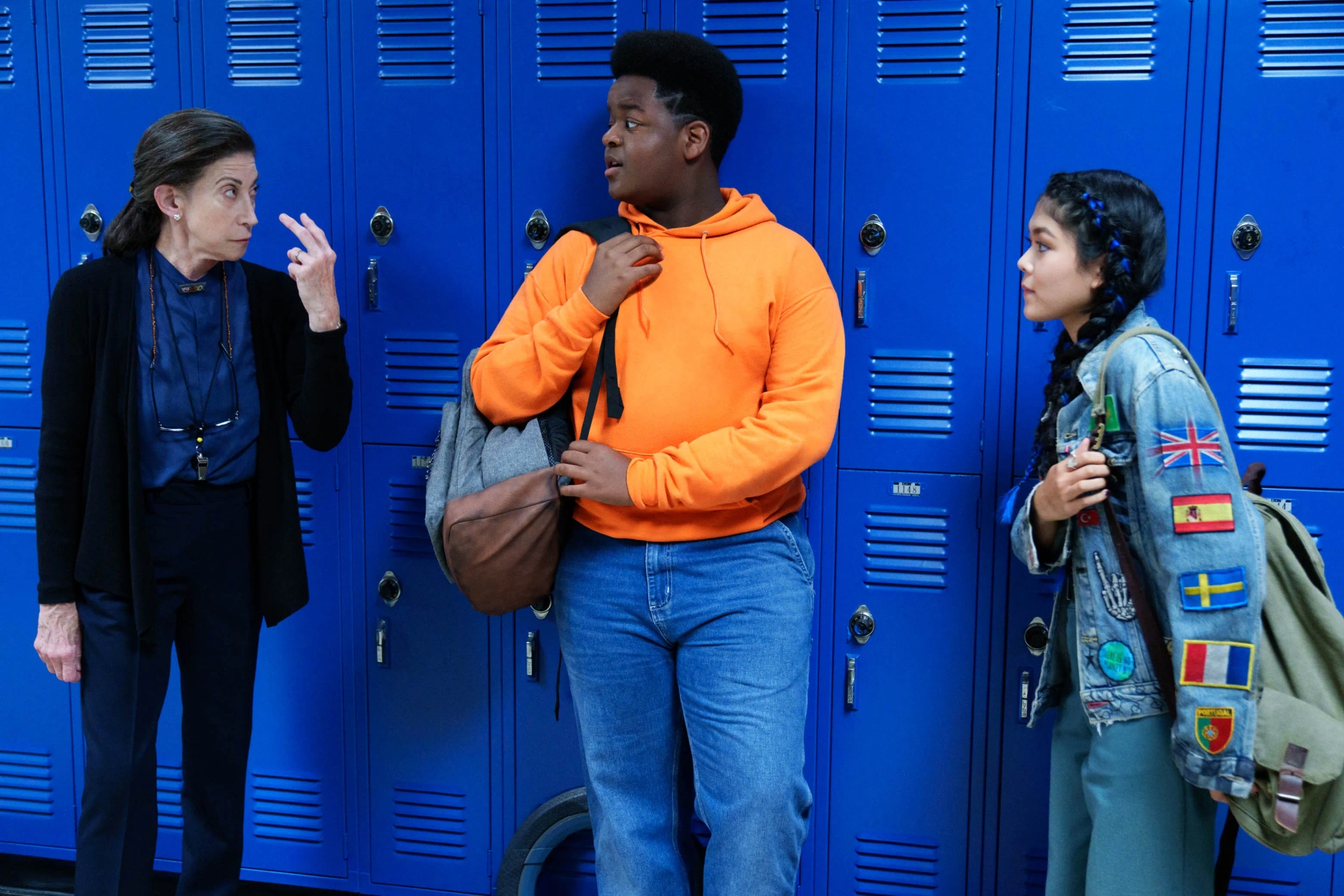 Dayna Beilenson, Momona Tamada, and Keith L. Williams in Secret Headquarters (2022)