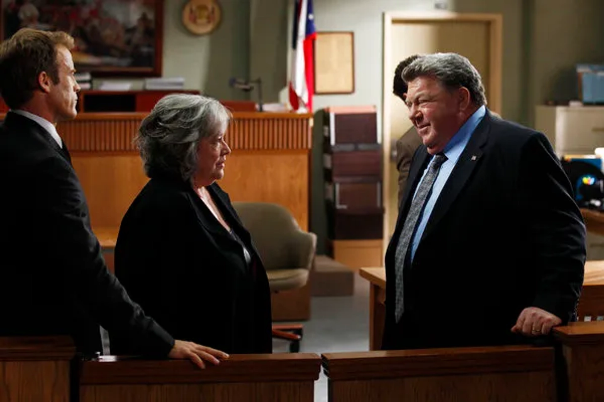 Kathy Bates, George Wendt, and Mark Valley in Harry's Law (2011)