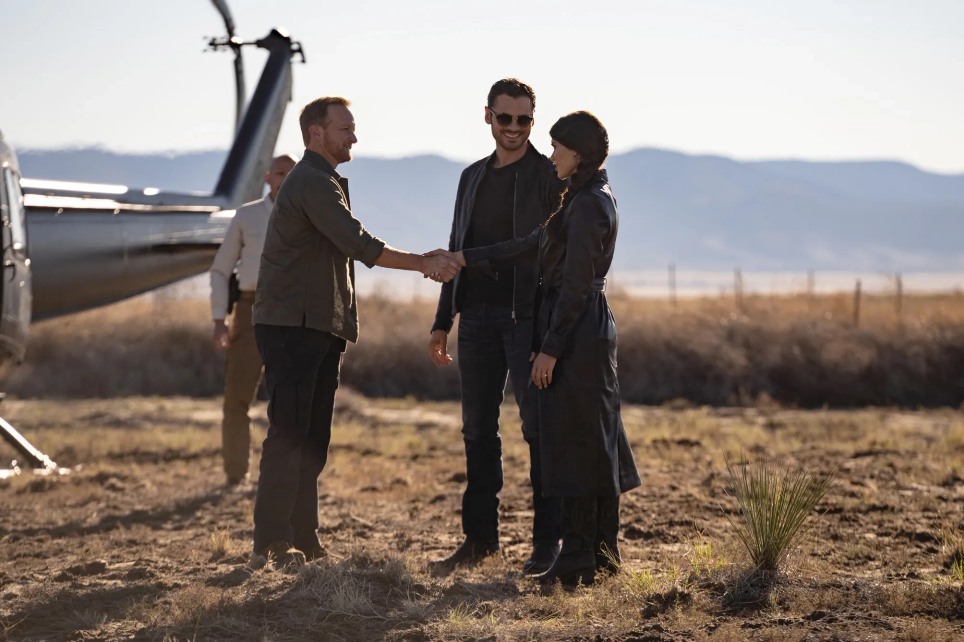 Eric Ladin, Eva De Dominici, and Adan Canto in The Cleaning Lady (2022)
