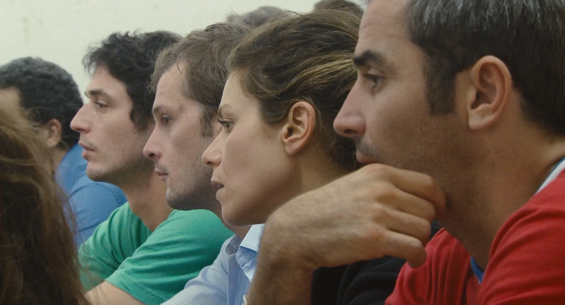 Jérémie Elkaïm, Nicolas Duvauchelle, Marina Foïs, and Arnaud Henriet in Polisse (2011)