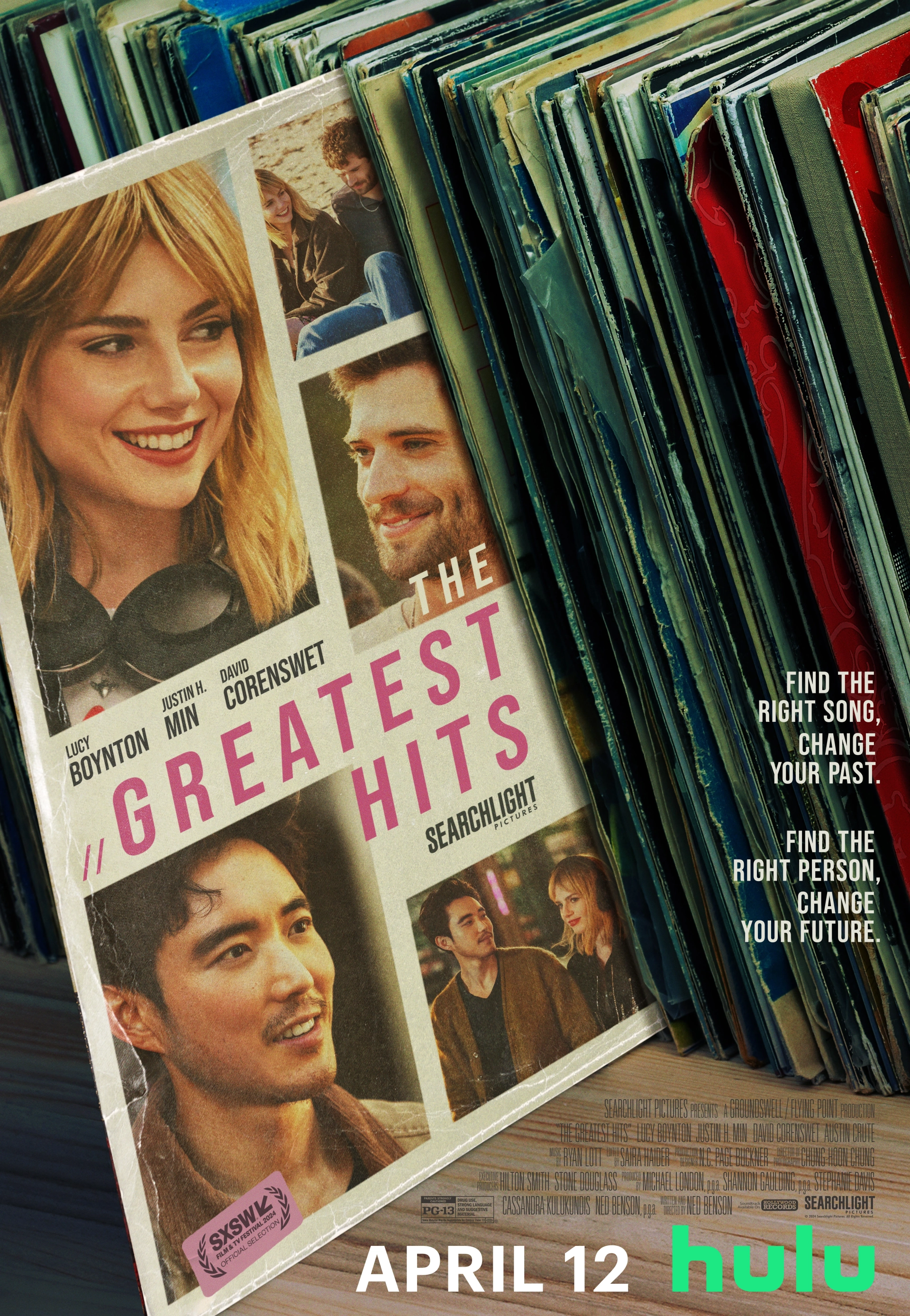 Lucy Boynton, David Corenswet, and Justin H. Min in The Greatest Hits (2024)