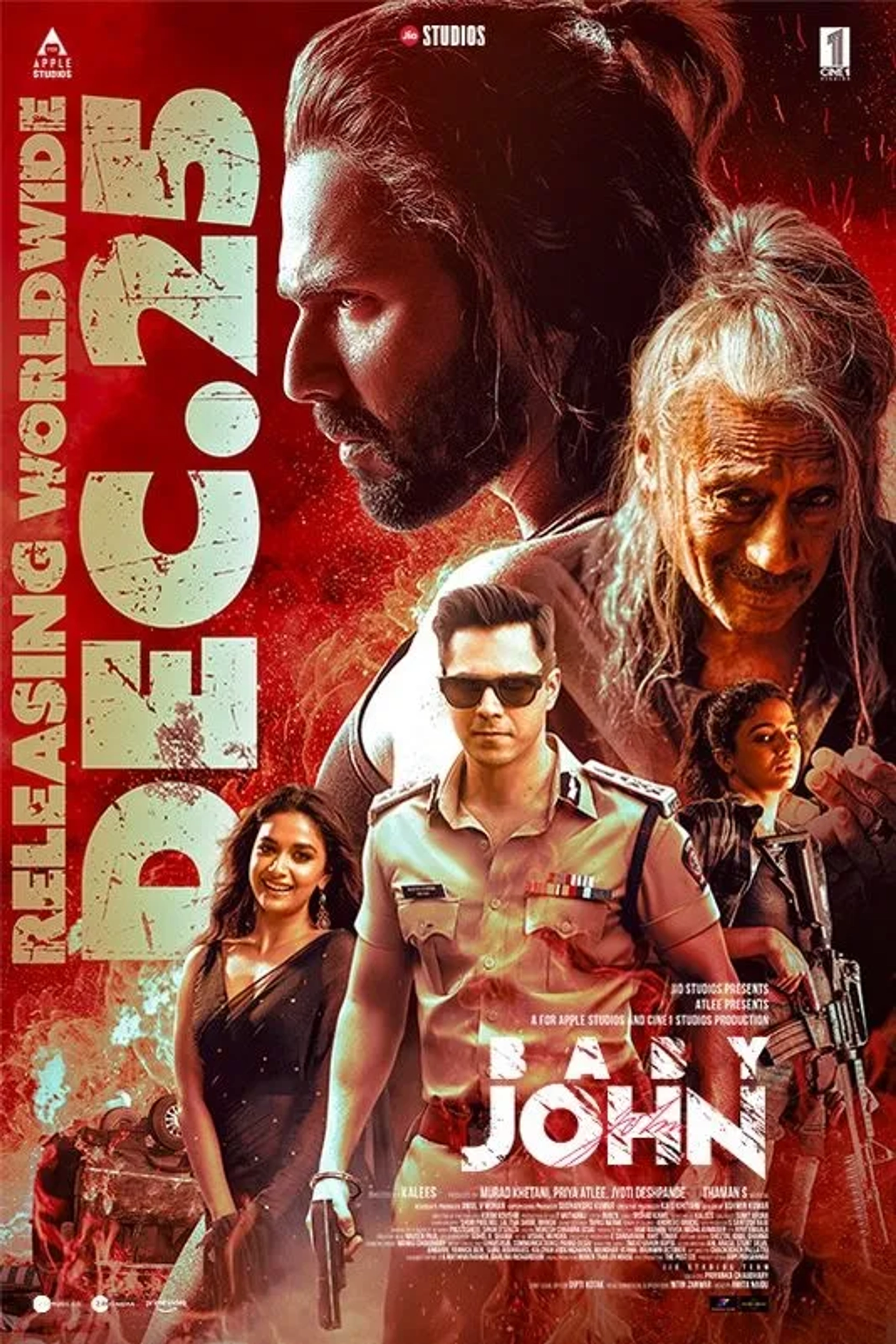 Jackie Shroff, Varun Dhawan, Wamiqa Gabbi, and Keerthy Suresh in Baby John (2024)