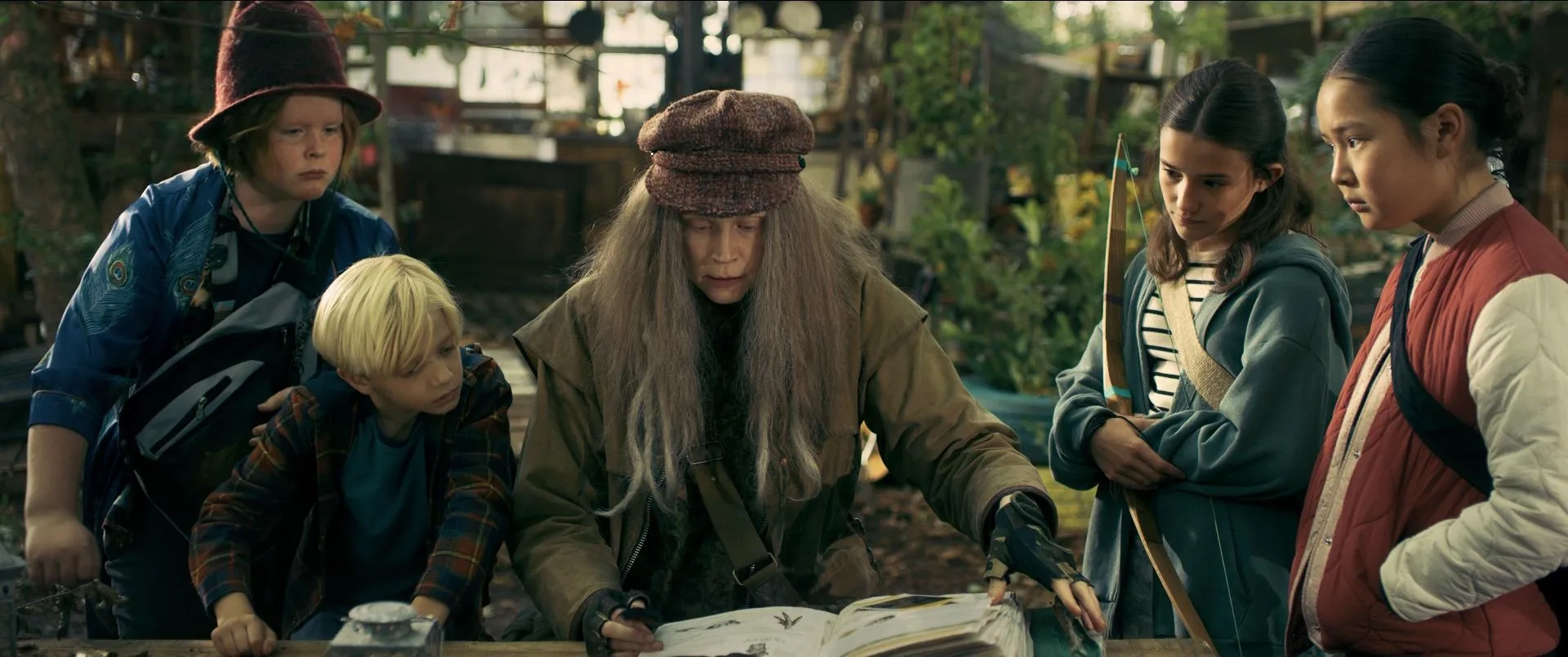 Darcey Ewart, Dexter Sol Ansell, Bruno Edgington-Gibson, Gloria Ishikawa, and Gwendoline Christie in Robin and the Hoods (2024)