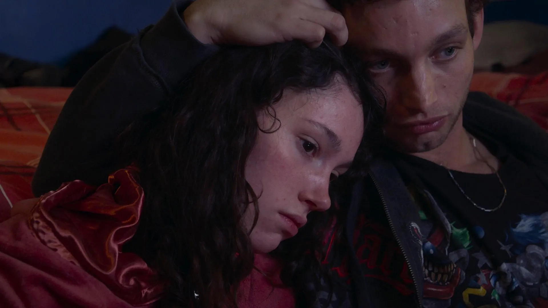 Théo Cholbi and Lila Gueneau in Eat the Night (2024)