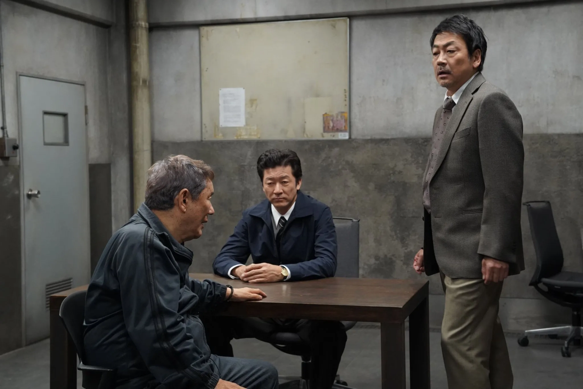 Takeshi Kitano, Tadanobu Asano, and Nao Ômori in Broken Rage (2024)