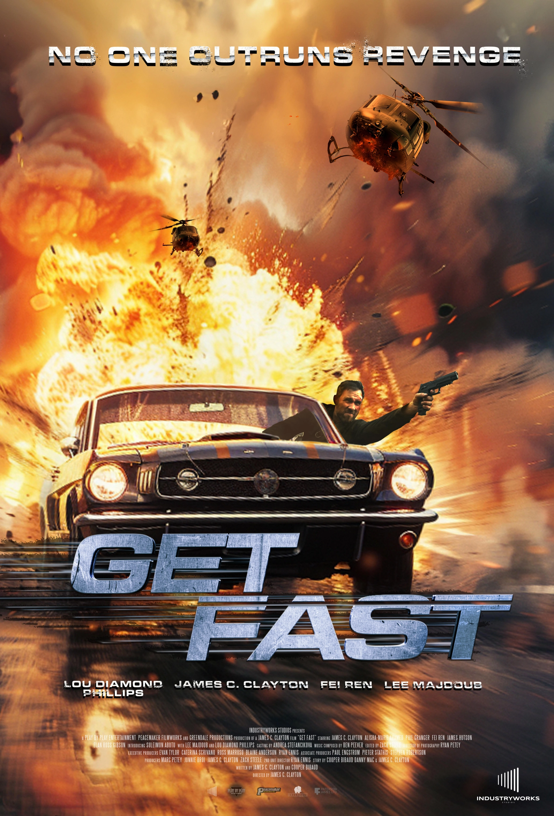 Lou Diamond Phillips, James Clayton, Lee Majdoub, and Fei Ren in Get Fast (2024)
