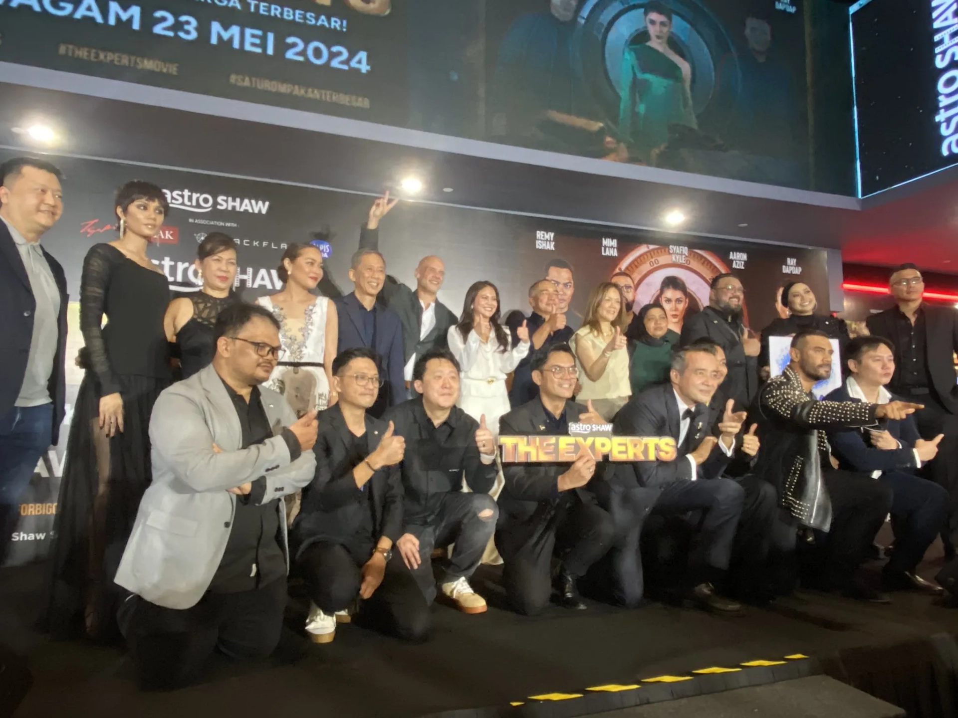 Maya Karin, Douglas Lim, Syafiq Kyle, Mimi Lana, Hasnul Rahmat, Shah Reza Mohd Shah, Tony Eusoff, Aaron Aziz, Nazim Shah, Remy Ishak, Joel Soh, Wan Hanafi Su, Andre Chiew, and Jay Iswazir at an event for The Experts (2024)