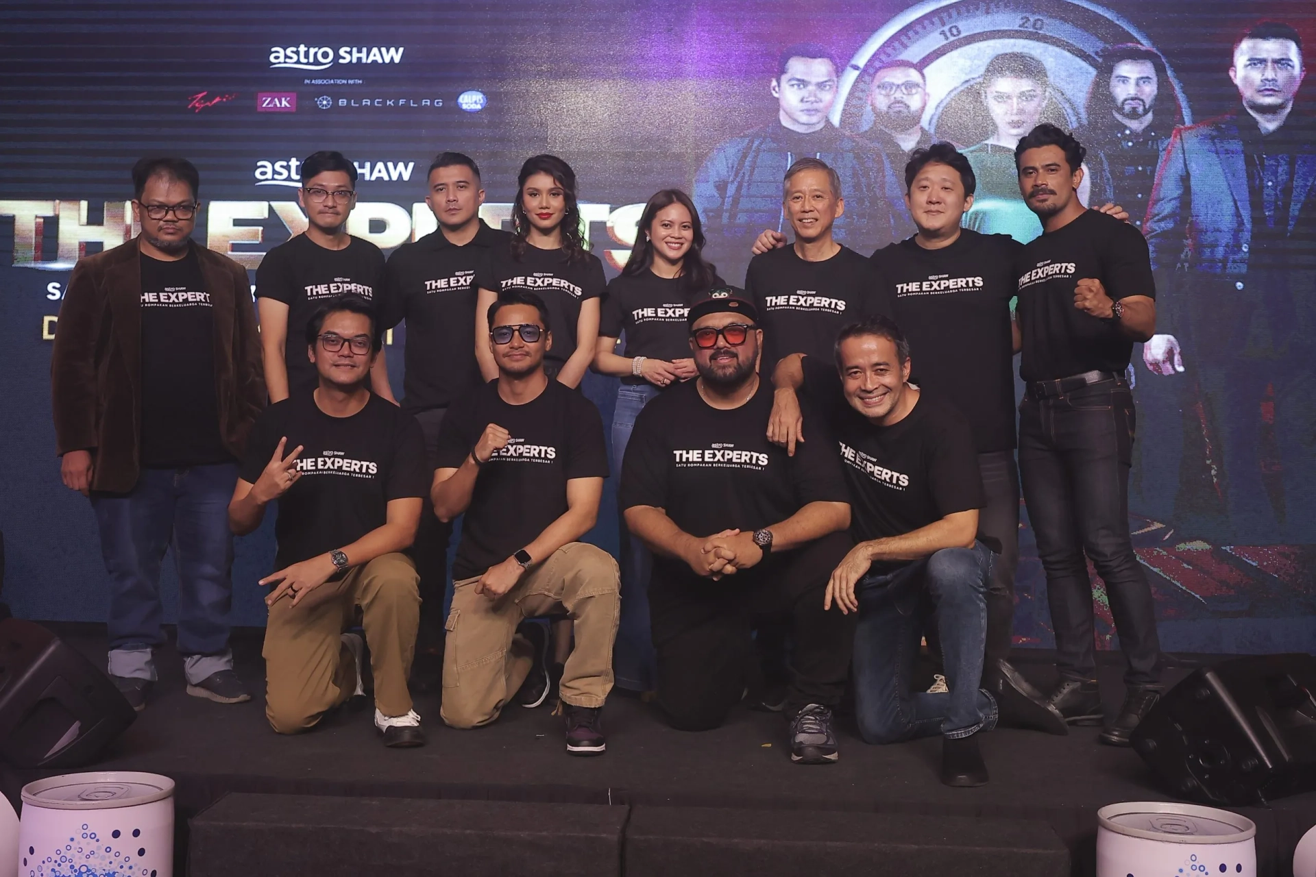 Maya Karin, Syafiq Kyle, Mimi Lana, Shah Reza Mohd Shah, Tony Eusoff, Aaron Aziz, Nazim Shah, Remy Ishak, Joel Soh, Andre Chiew, and Jay Iswazir at an event for The Experts (2024)