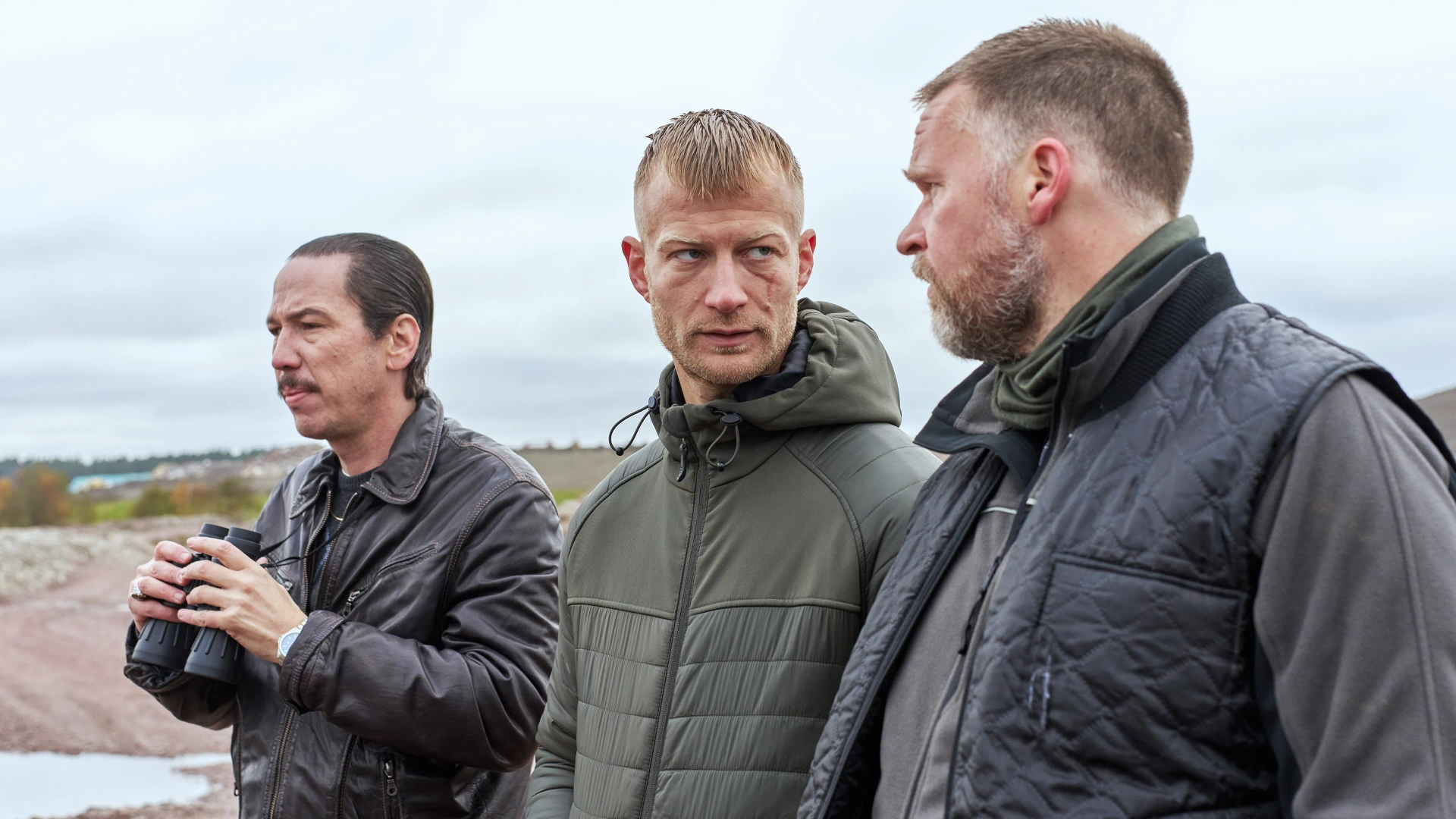 Christopher Wagelin, Reda Kateb, and Gustav Dyekjær Giese in The Quiet Ones (2024)